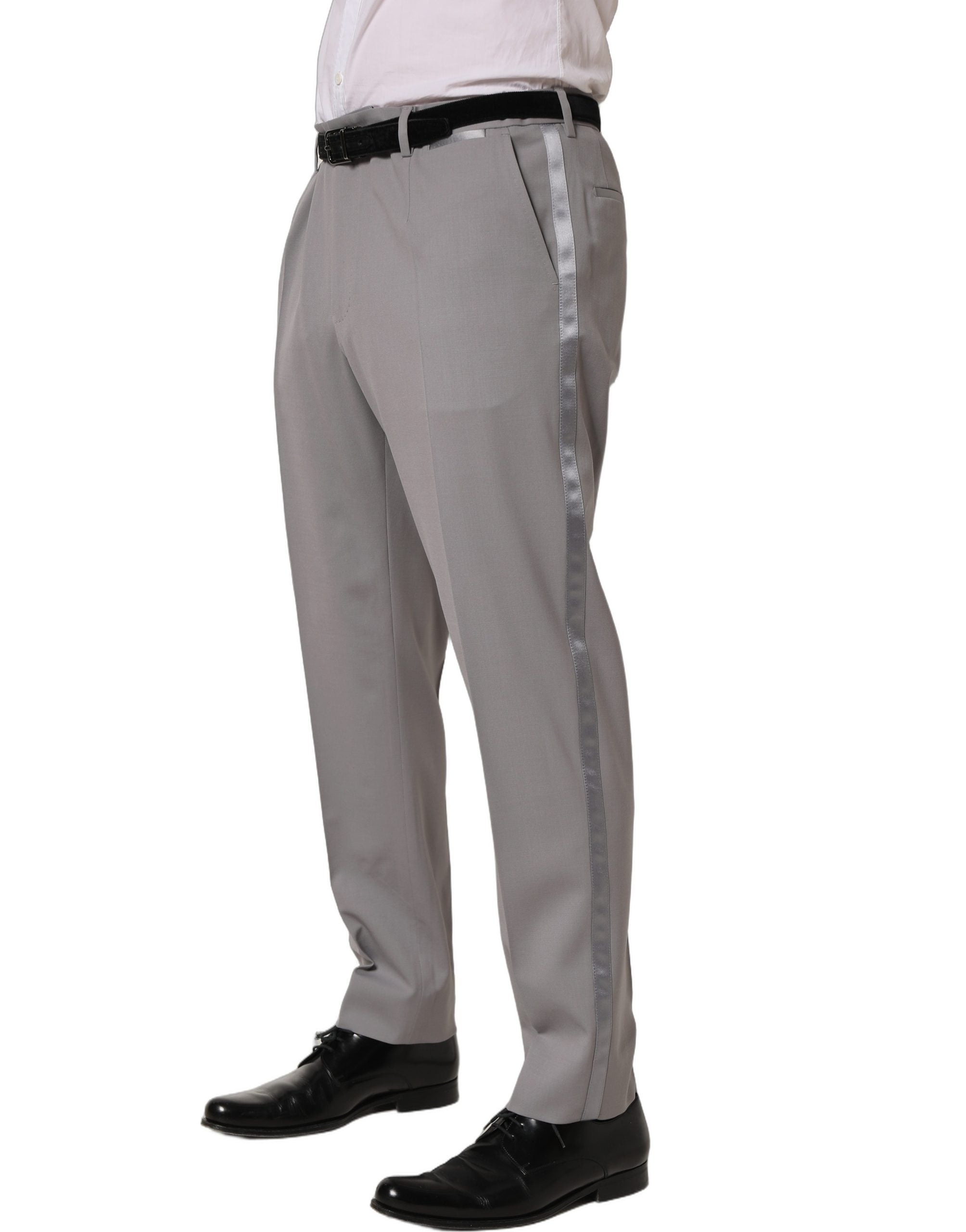 Dolce & Gabbana Gray Wool Tapered Men Dress Trouser Men's Pants