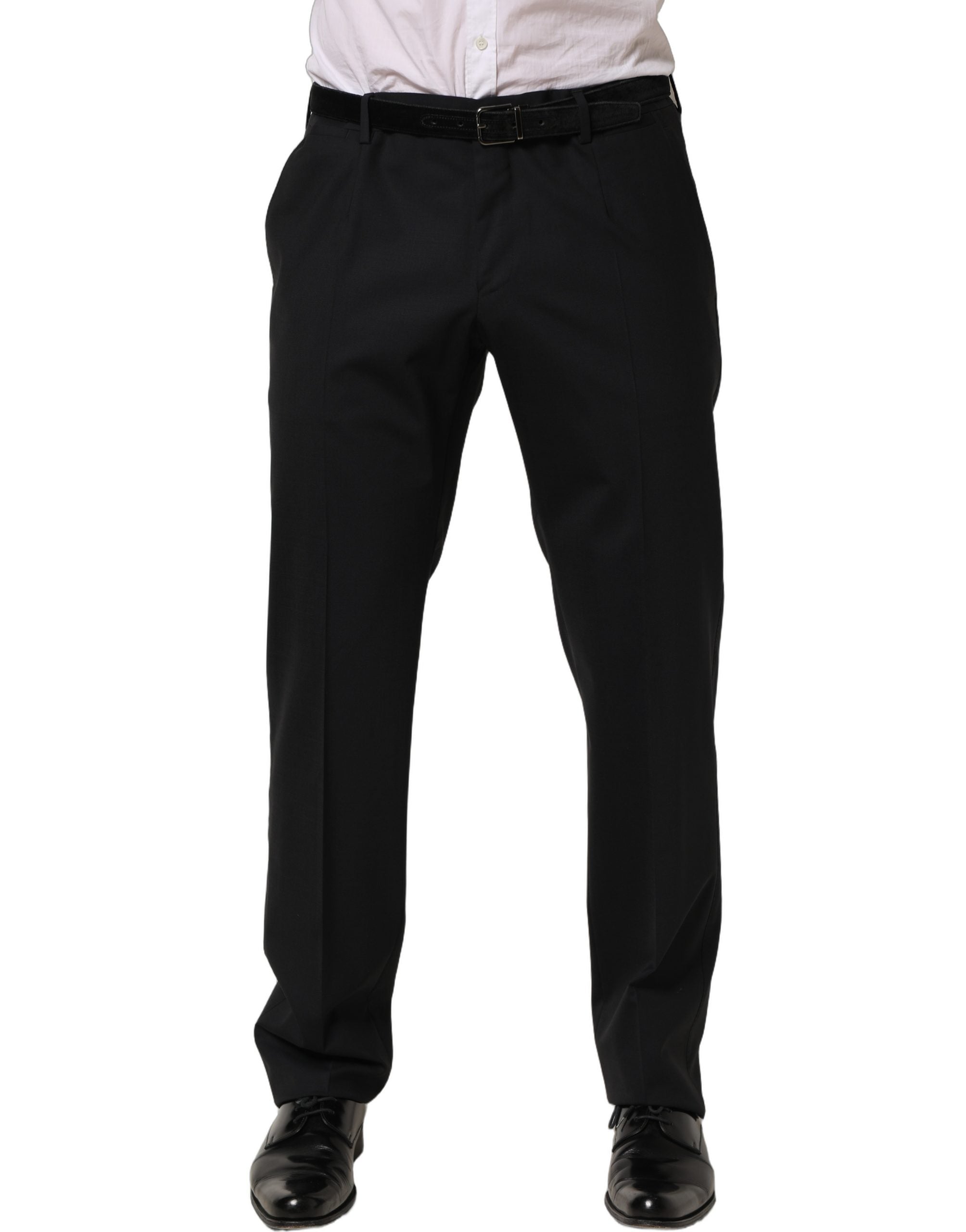 Dolce & Gabbana Black Wool Tapered Leg Dress Trouser Men's Pants