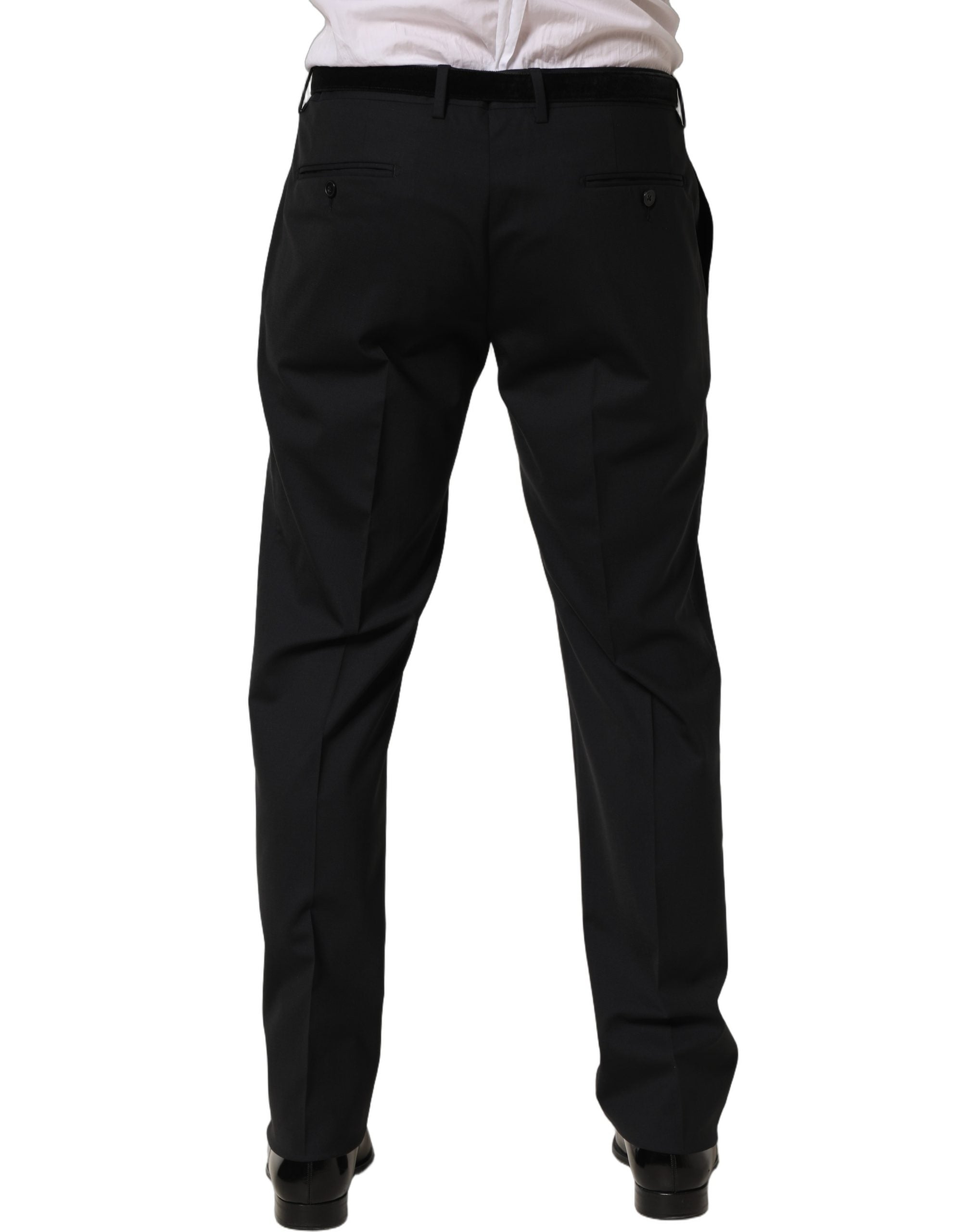Dolce & Gabbana Black Wool Tapered Leg Dress Trouser Men's Pants