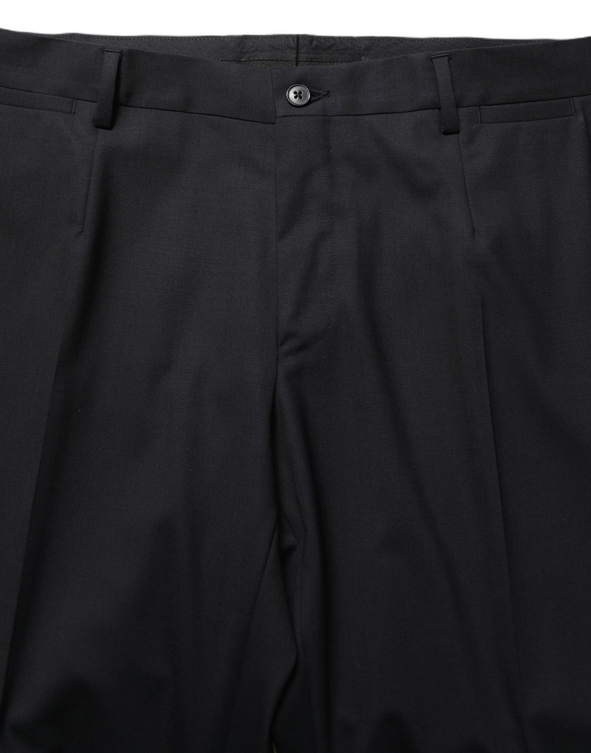Dolce & Gabbana Black Wool Tapered Leg Dress Trouser Men's Pants