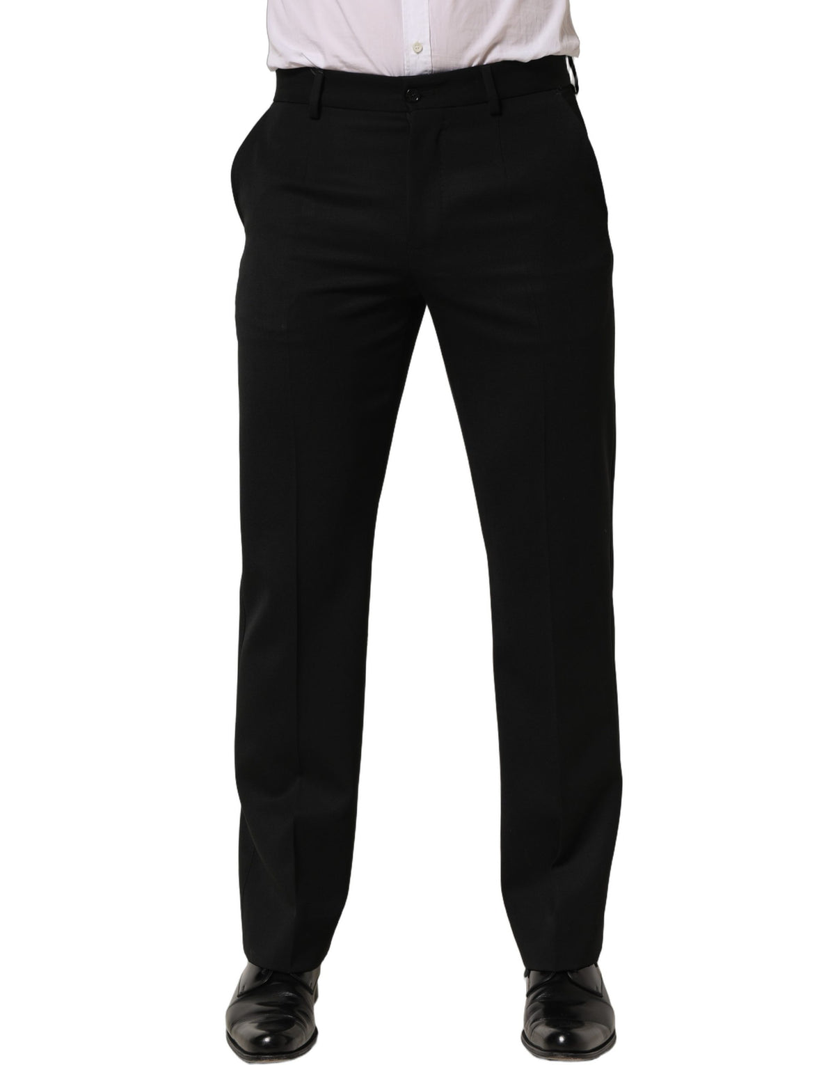 Dolce & Gabbana Black Wool Tapered Men Dress Trouser Men's Pants