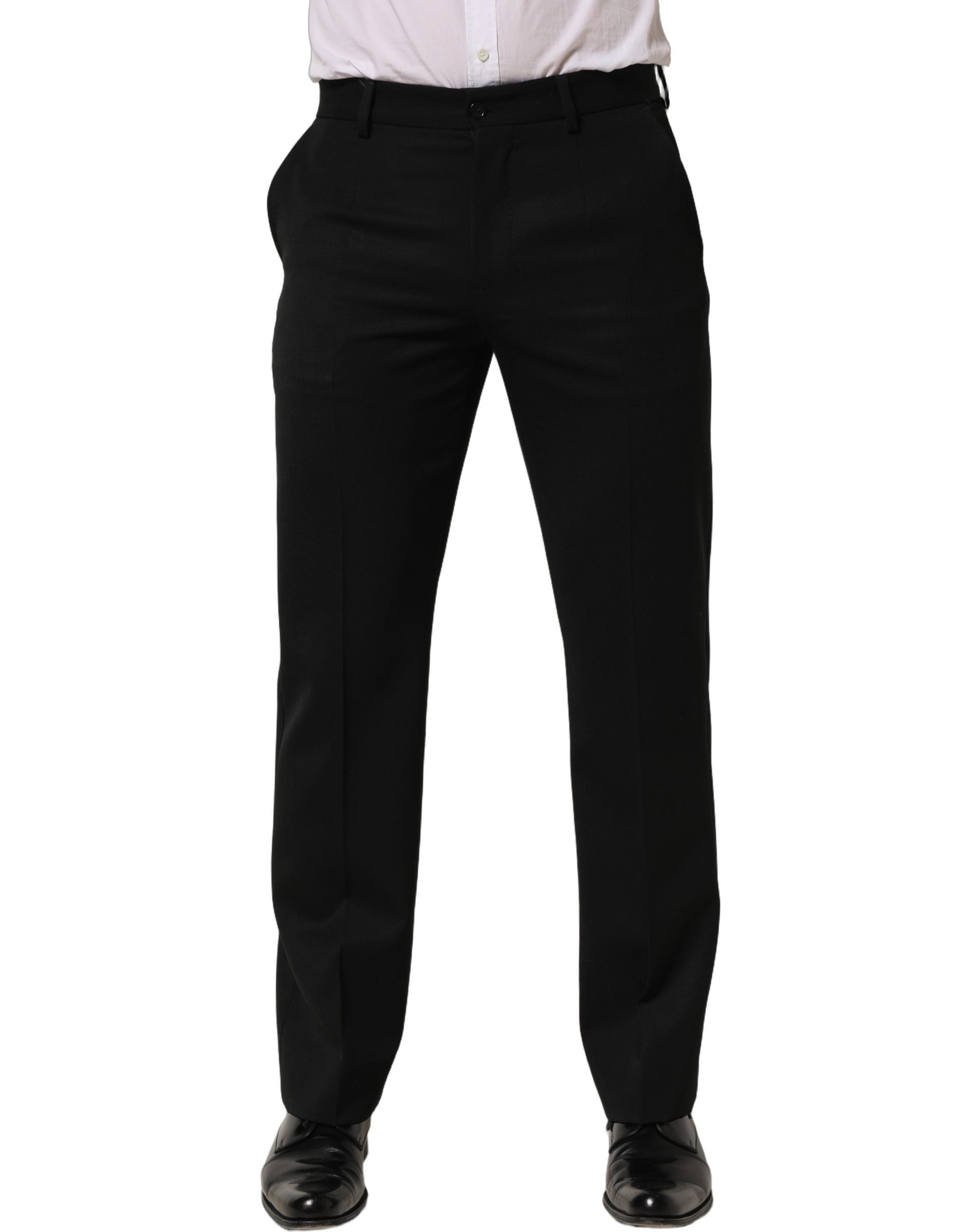 Dolce & Gabbana Black Wool Tapered Men Dress Trouser Men's Pants