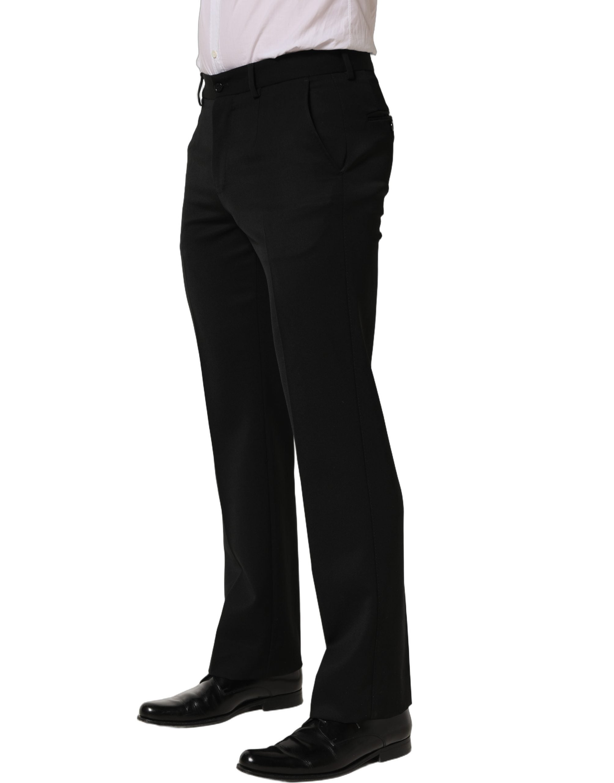 Dolce & Gabbana Black Wool Tapered Men Dress Trouser Men's Pants