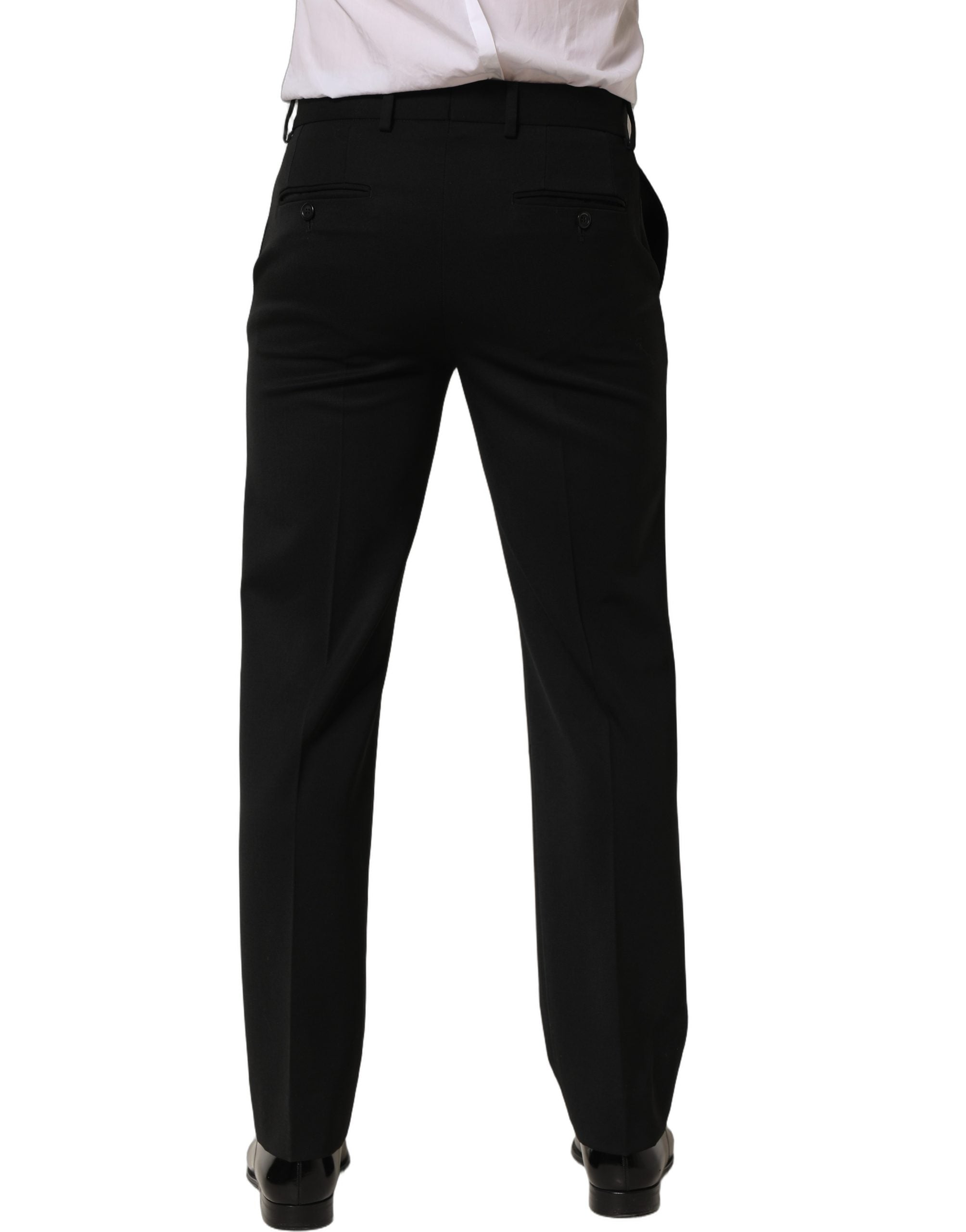 Dolce & Gabbana Black Wool Tapered Men Dress Trouser Men's Pants
