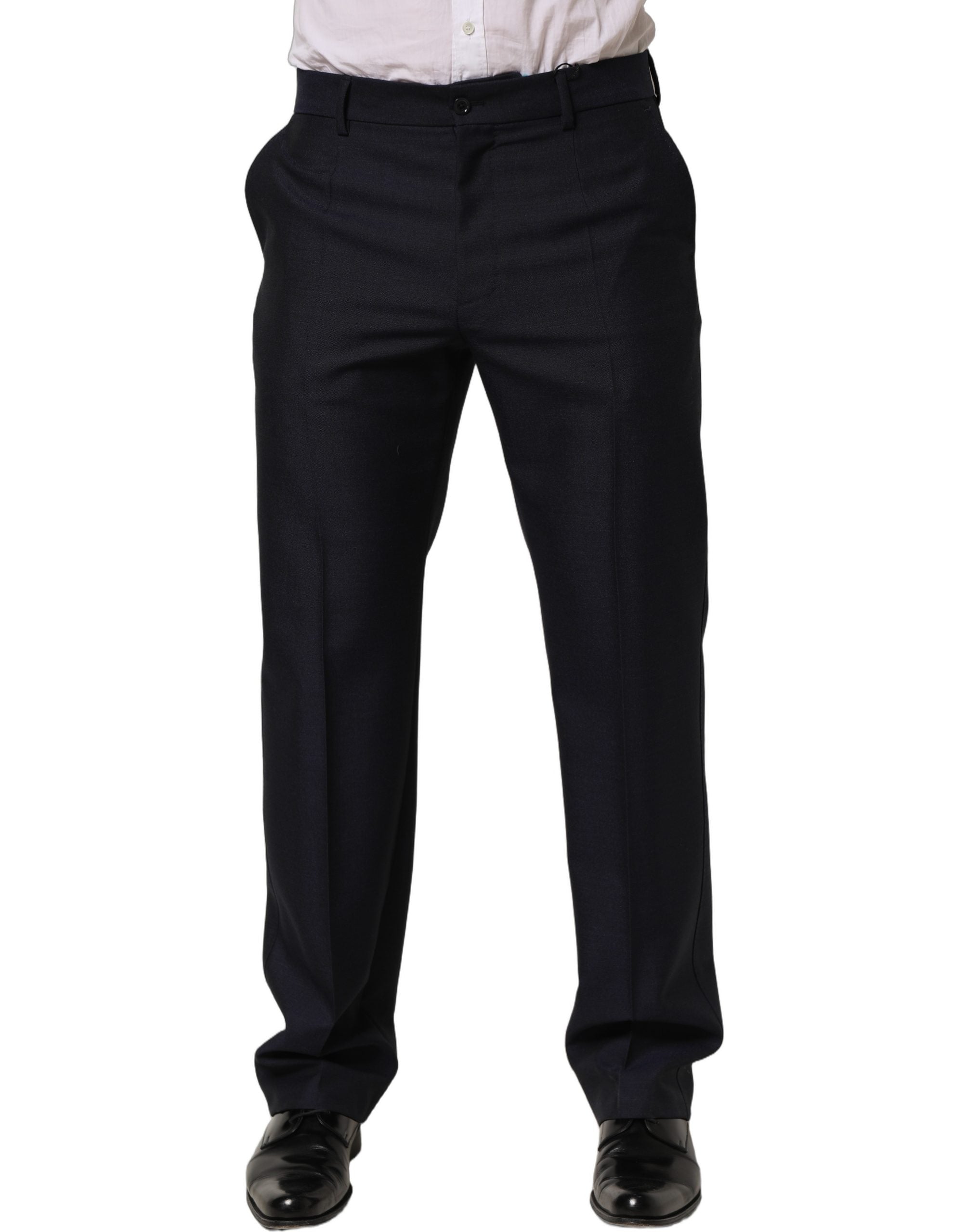 Dolce & Gabbana Black Wool Tapered Leg Dress Trouser Men's Pants