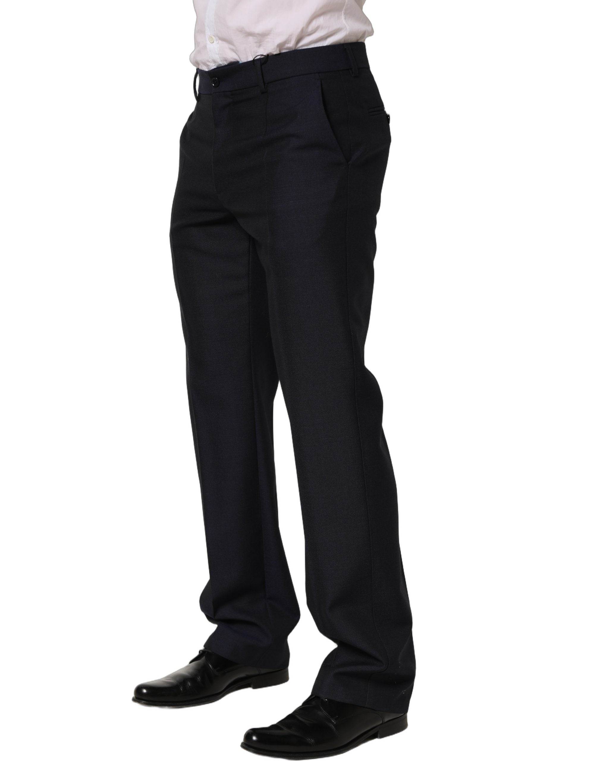 Dolce & Gabbana Black Wool Tapered Leg Dress Trouser Men's Pants