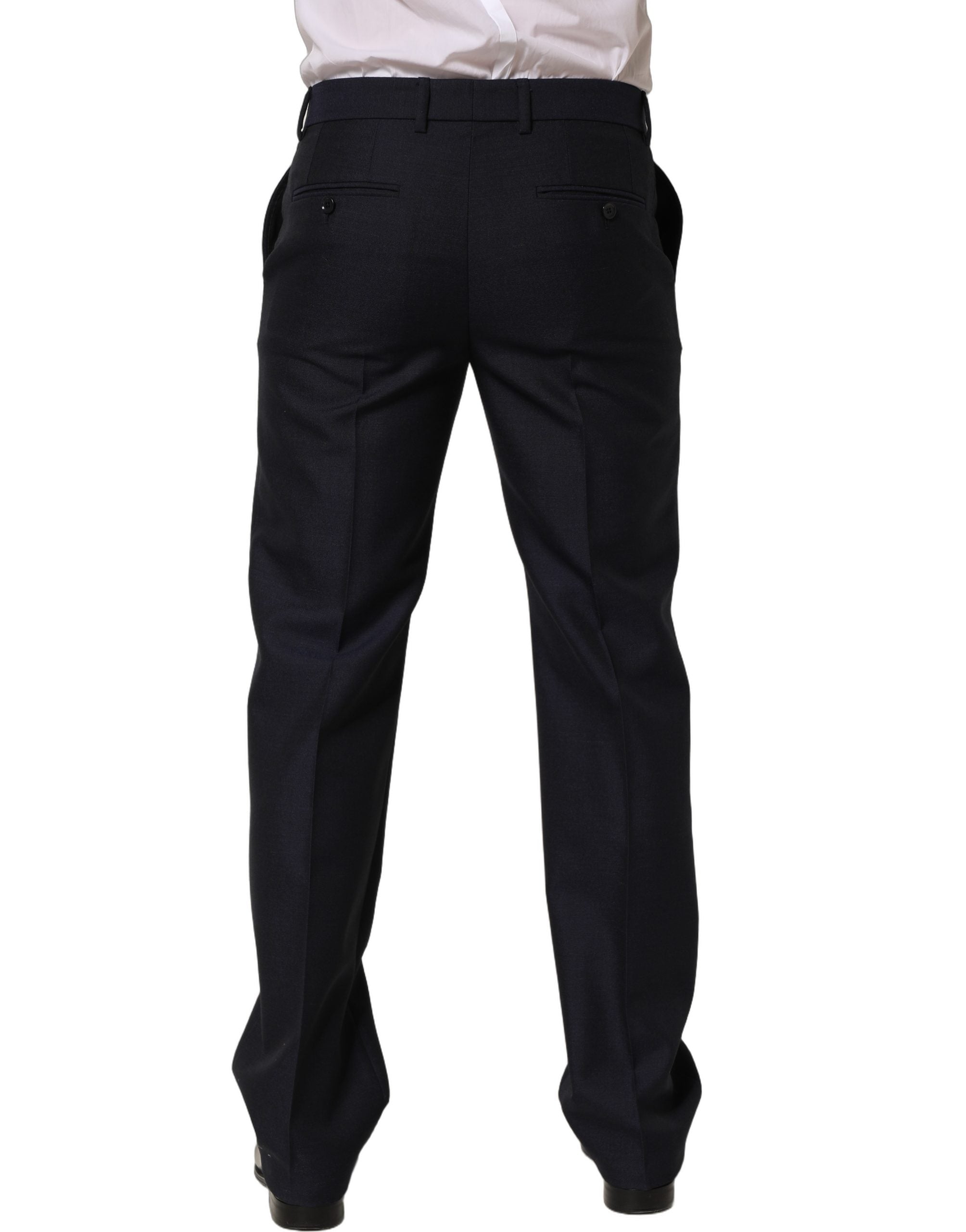 Dolce & Gabbana Black Wool Tapered Leg Dress Trouser Men's Pants