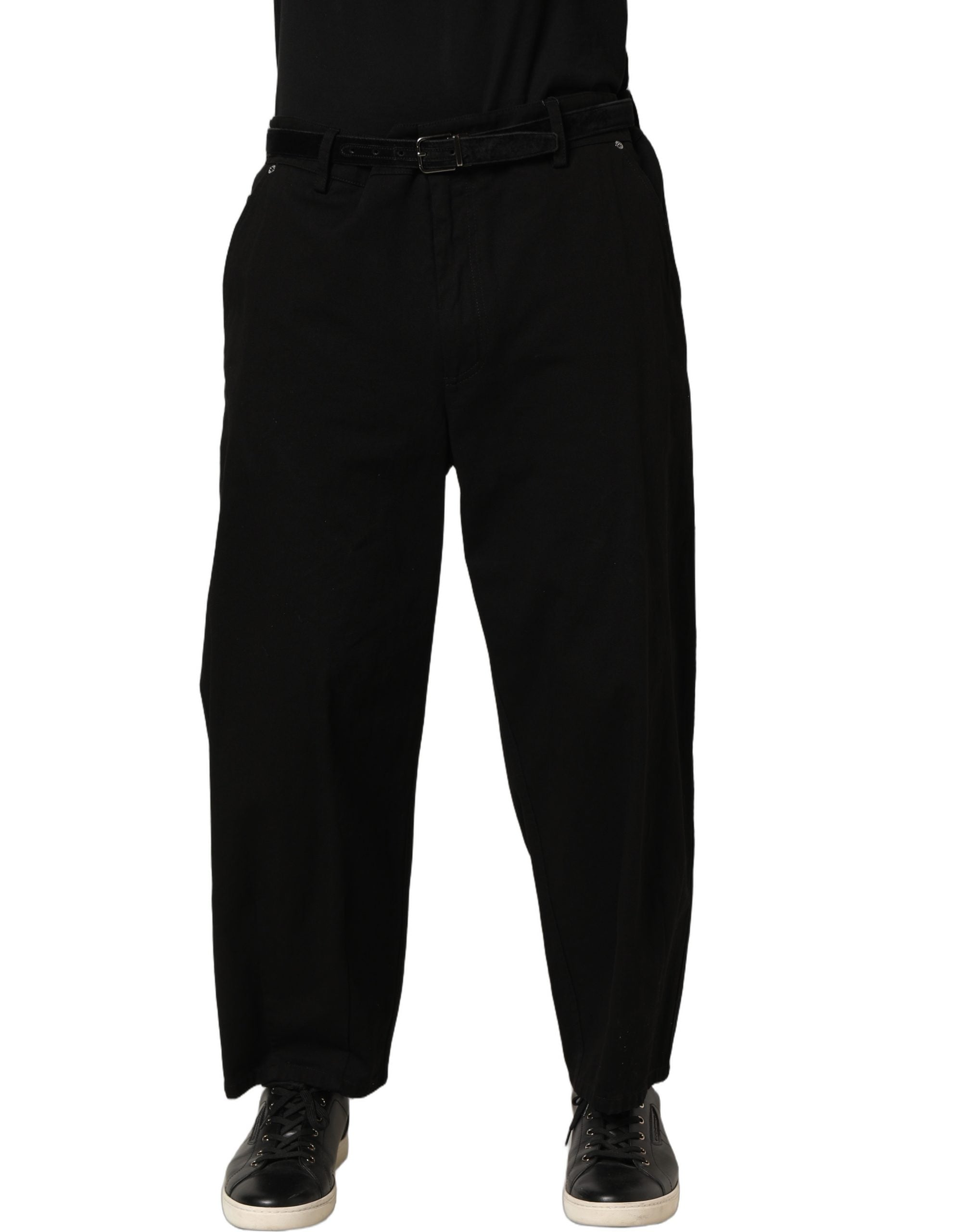 Dolce & Gabbana Black Mid Waist Straight Men Trouser Men's Pants