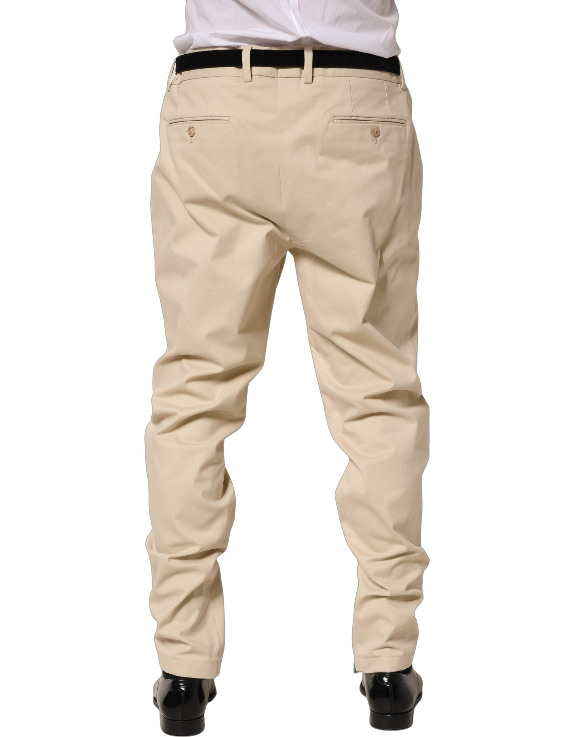 Dolce & Gabbana Beige Re-Editon Mid Waist Tapered Men Men's Pants