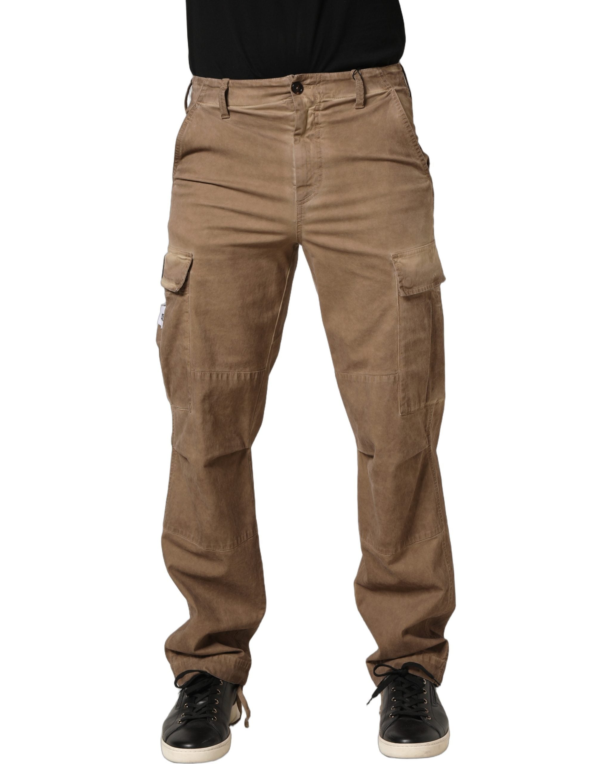Dolce & Gabbana Brown Mid Waist Cargo Straight Trouser Men's Pants
