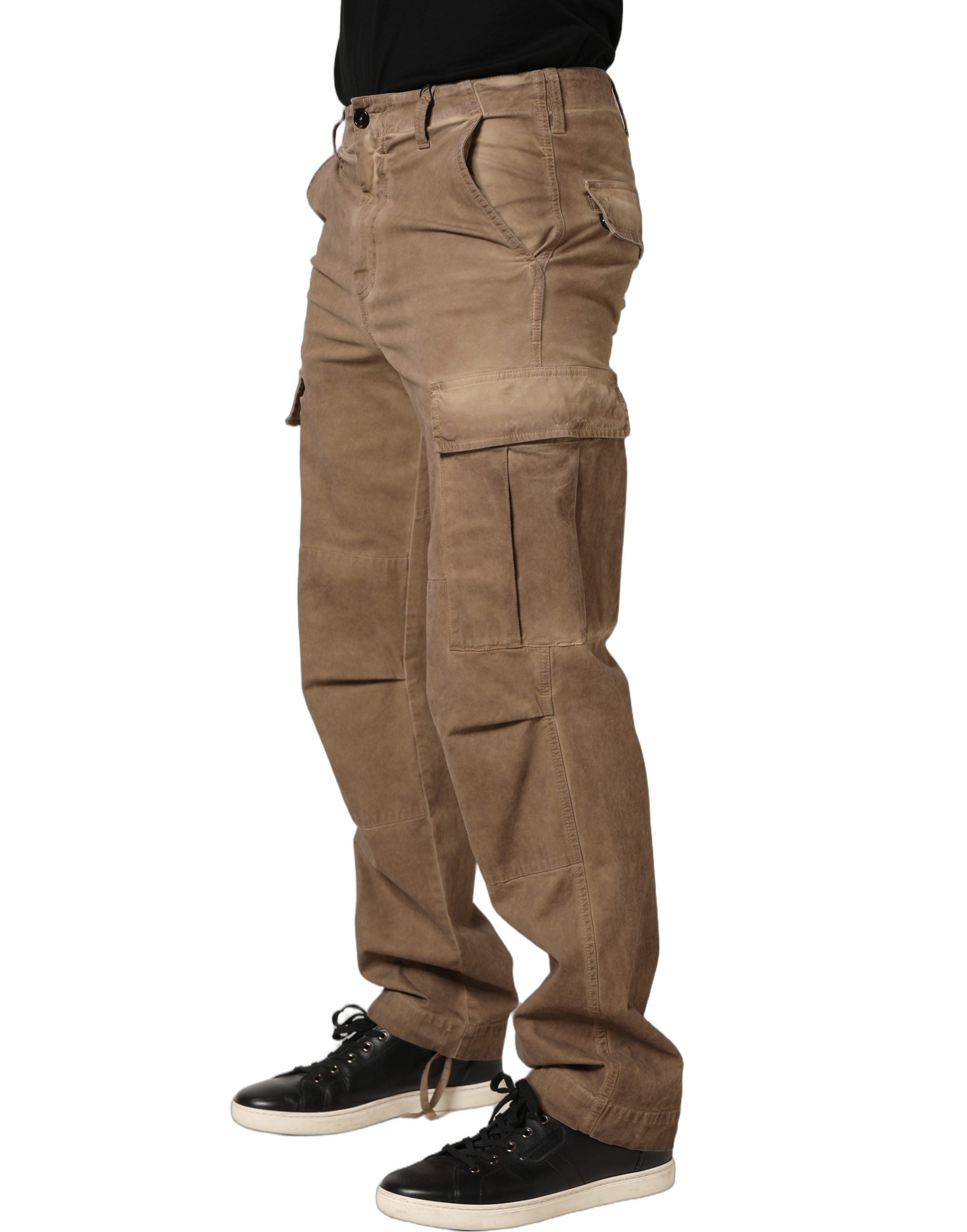 Dolce & Gabbana Brown Mid Waist Cargo Straight Trouser Men's Pants