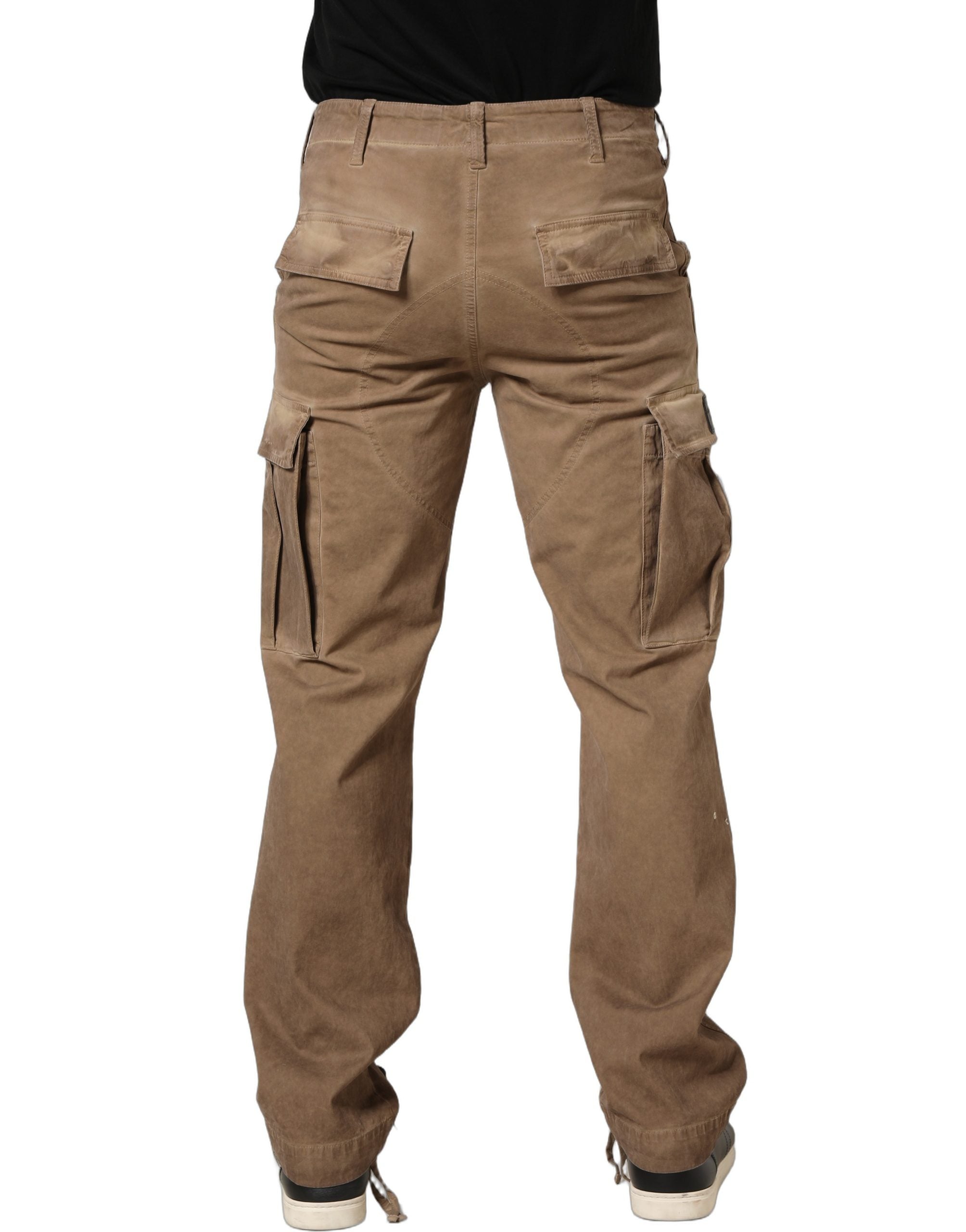 Dolce & Gabbana Brown Mid Waist Cargo Straight Trouser Men's Pants