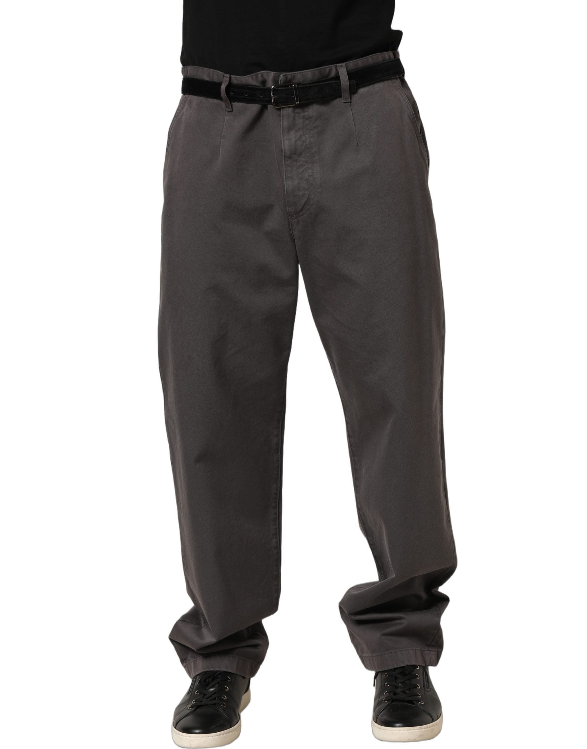 Dolce & Gabbana Dark Gray MidWaist Straight Men Trouser Men's Pants (Pre-Owned)