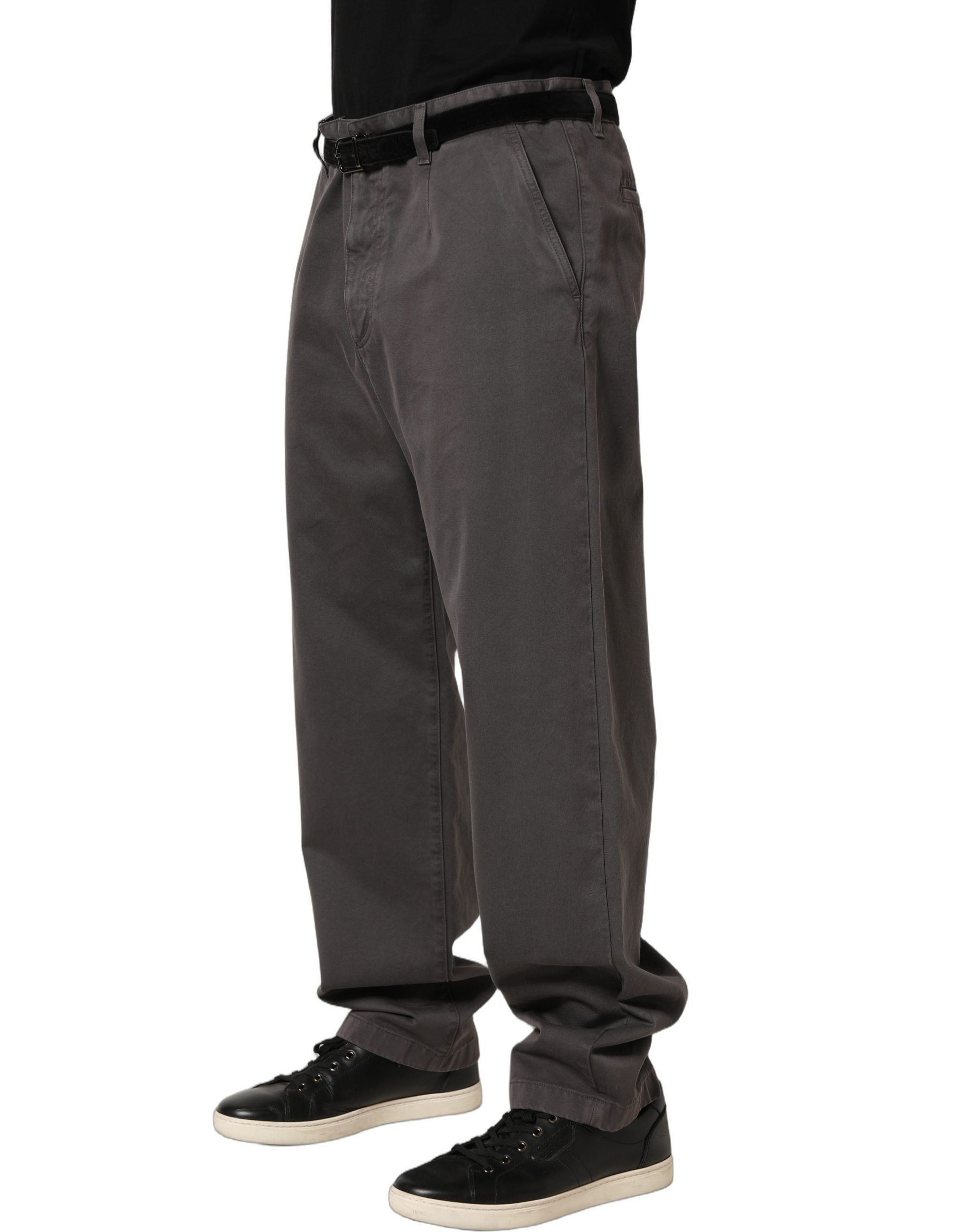 Dolce & Gabbana Dark Gray MidWaist Straight Men Trouser Men's Pants (Pre-Owned)