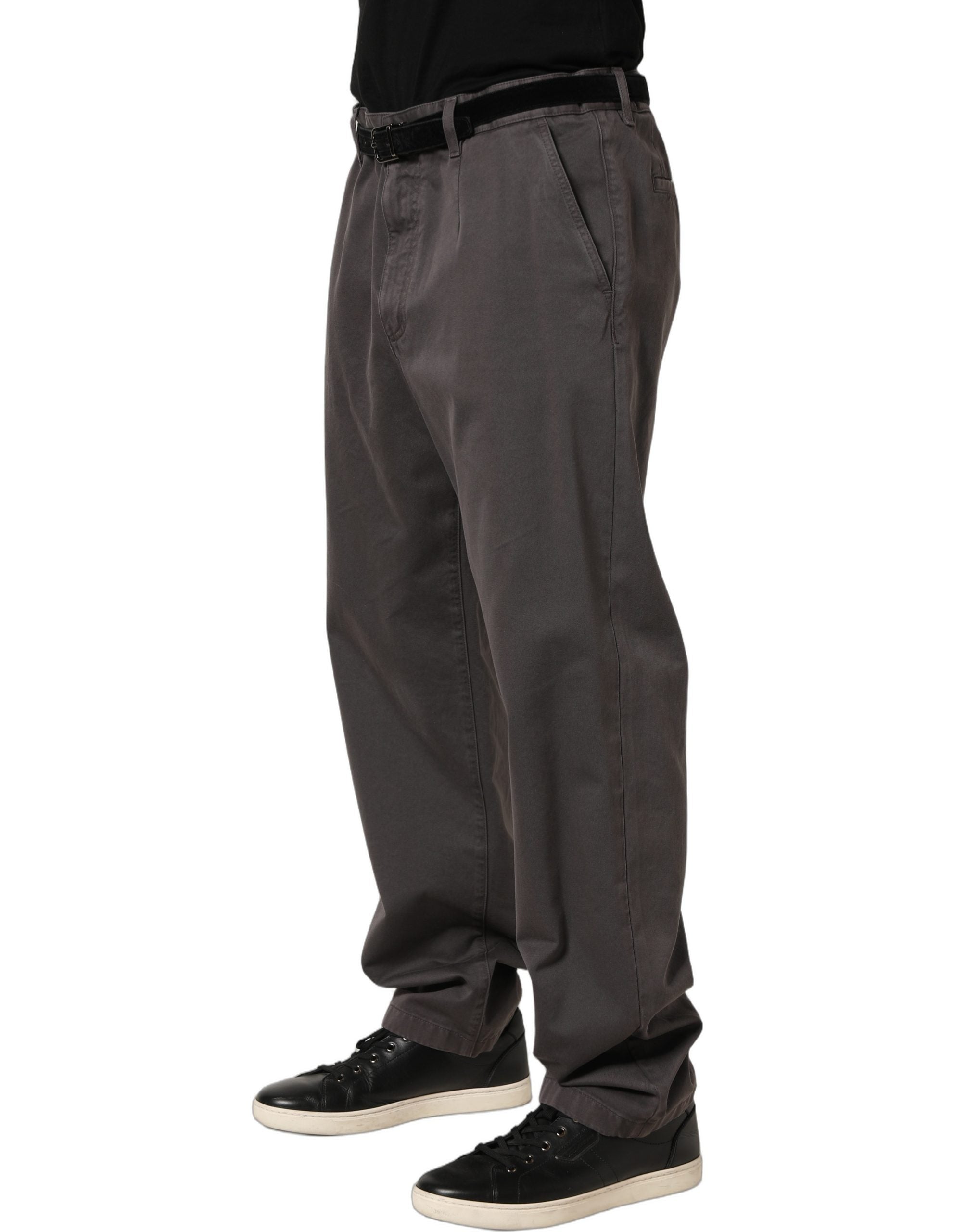 Dolce & Gabbana Dark Gray MidWaist Straight Men Trouser Men's Pants (Pre-Owned)