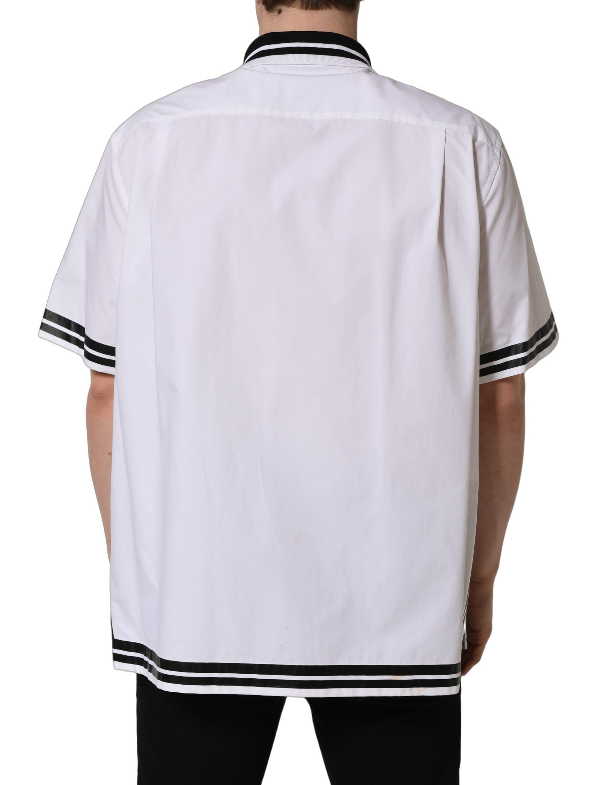 Dolce & Gabbana White LogoPatch Cotton Baseball Casual Men's Shirt
