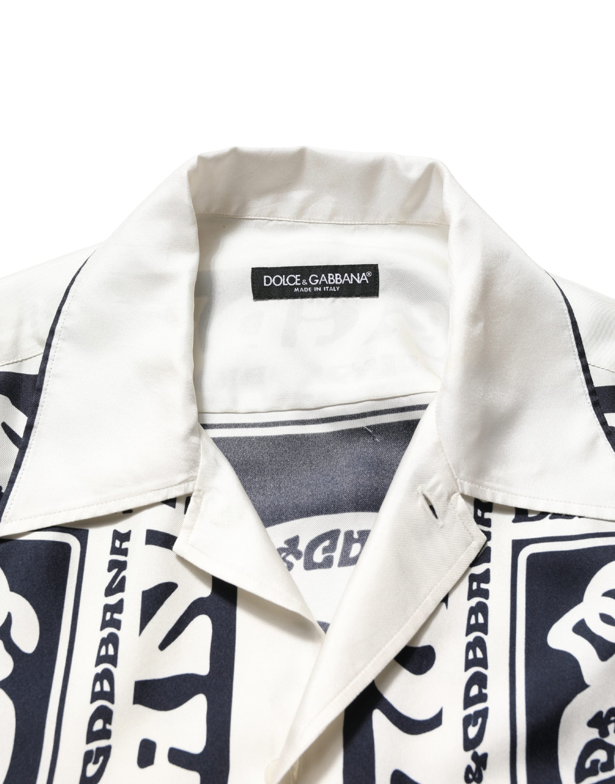 Dolce & Gabbana Black White Logo Bandana Short Sleeves Men's Shirt