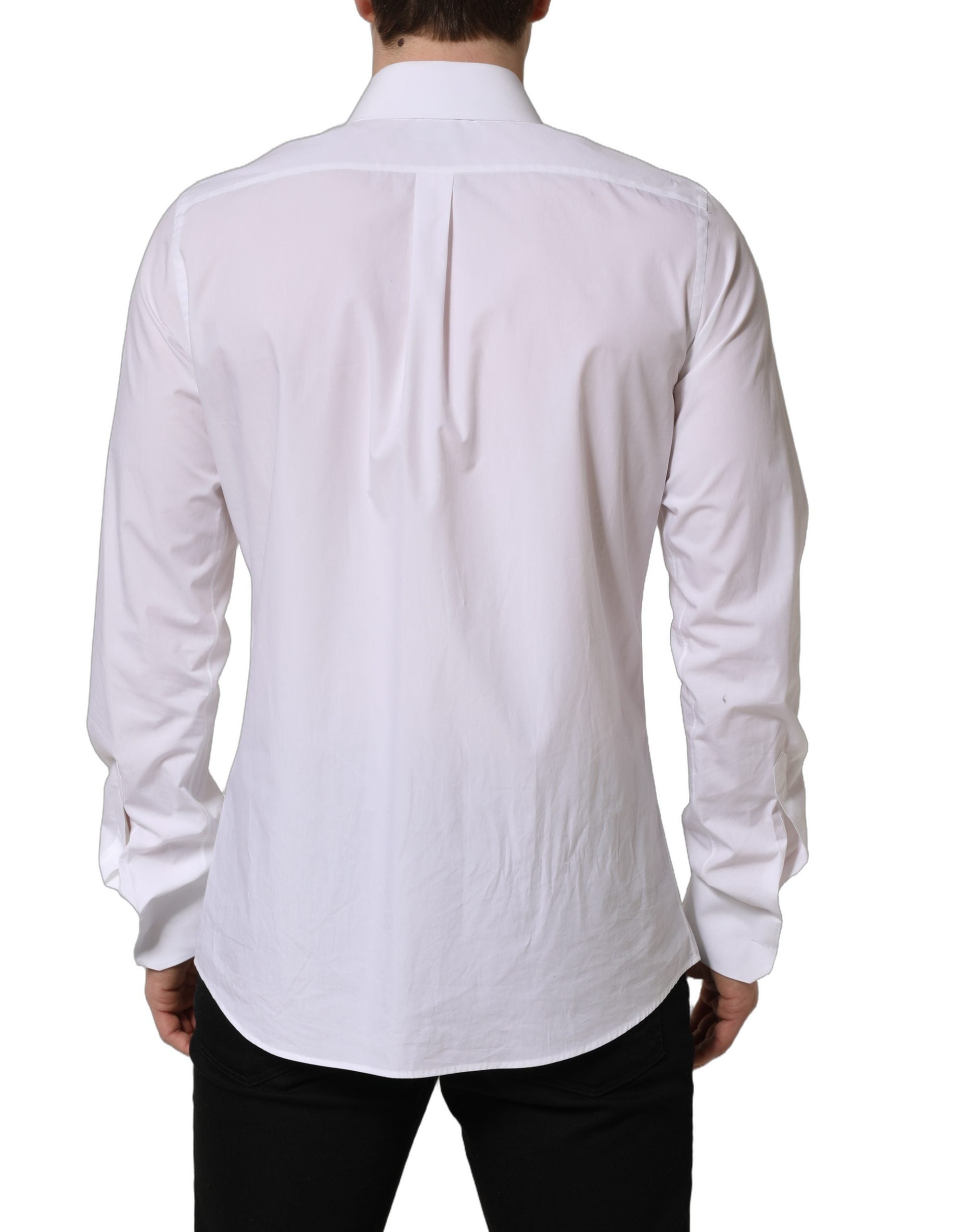 Dolce & Gabbana White MARTINI Long Sleeves Men Dress Men's Shirt