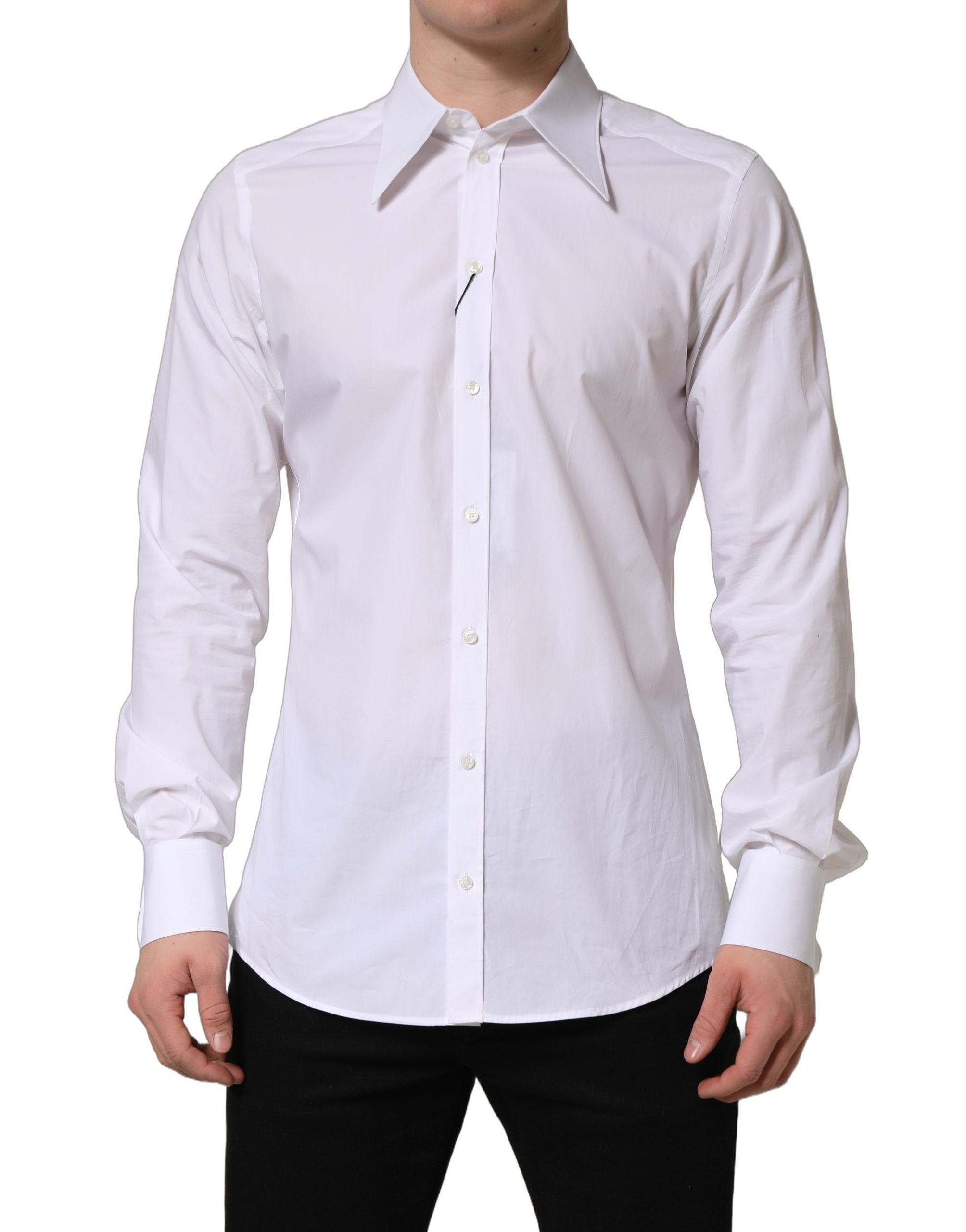 Dolce & Gabbana White MARTINI Long Sleeves Men Dress Men's Shirt