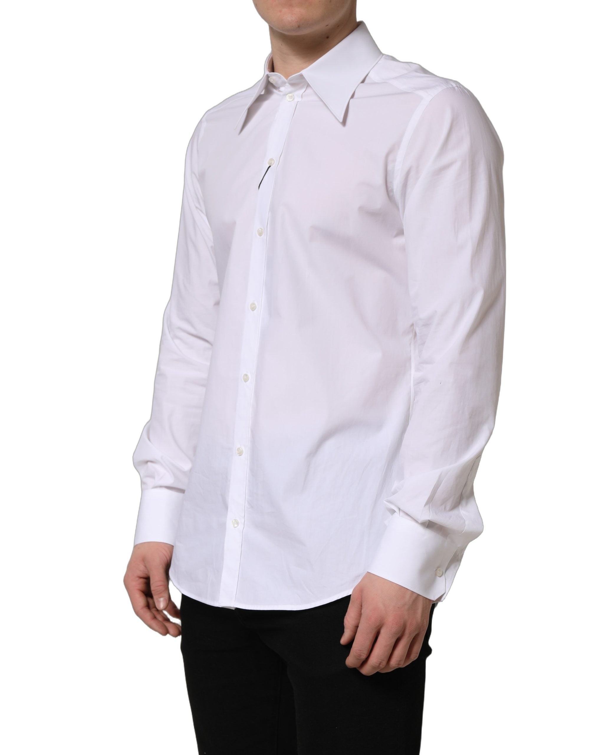 Dolce & Gabbana White MARTINI Long Sleeves Men Dress Men's Shirt