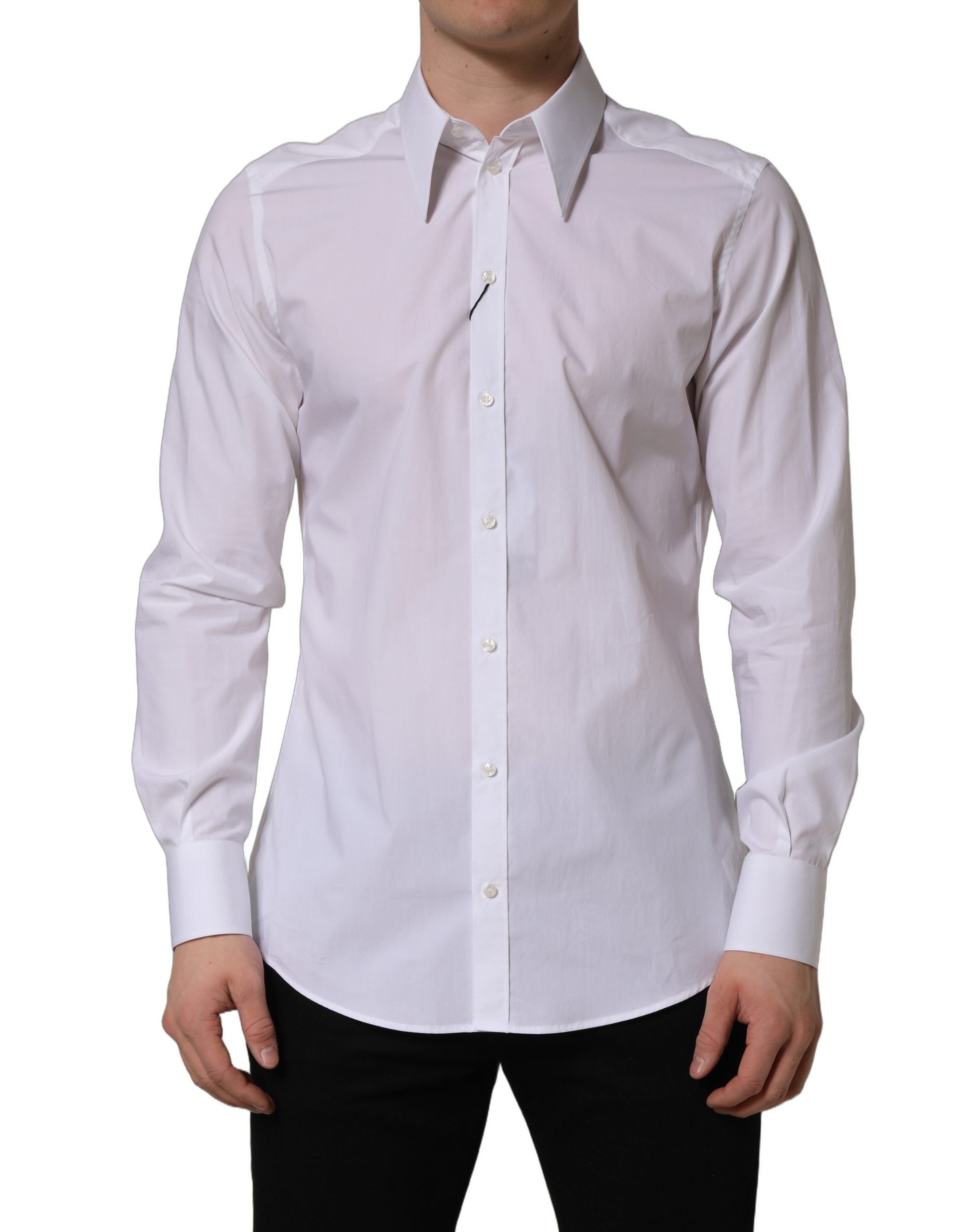 Dolce & Gabbana White MARTINI Long Sleeves Men Dress Men's Shirt (Pre-Owned)