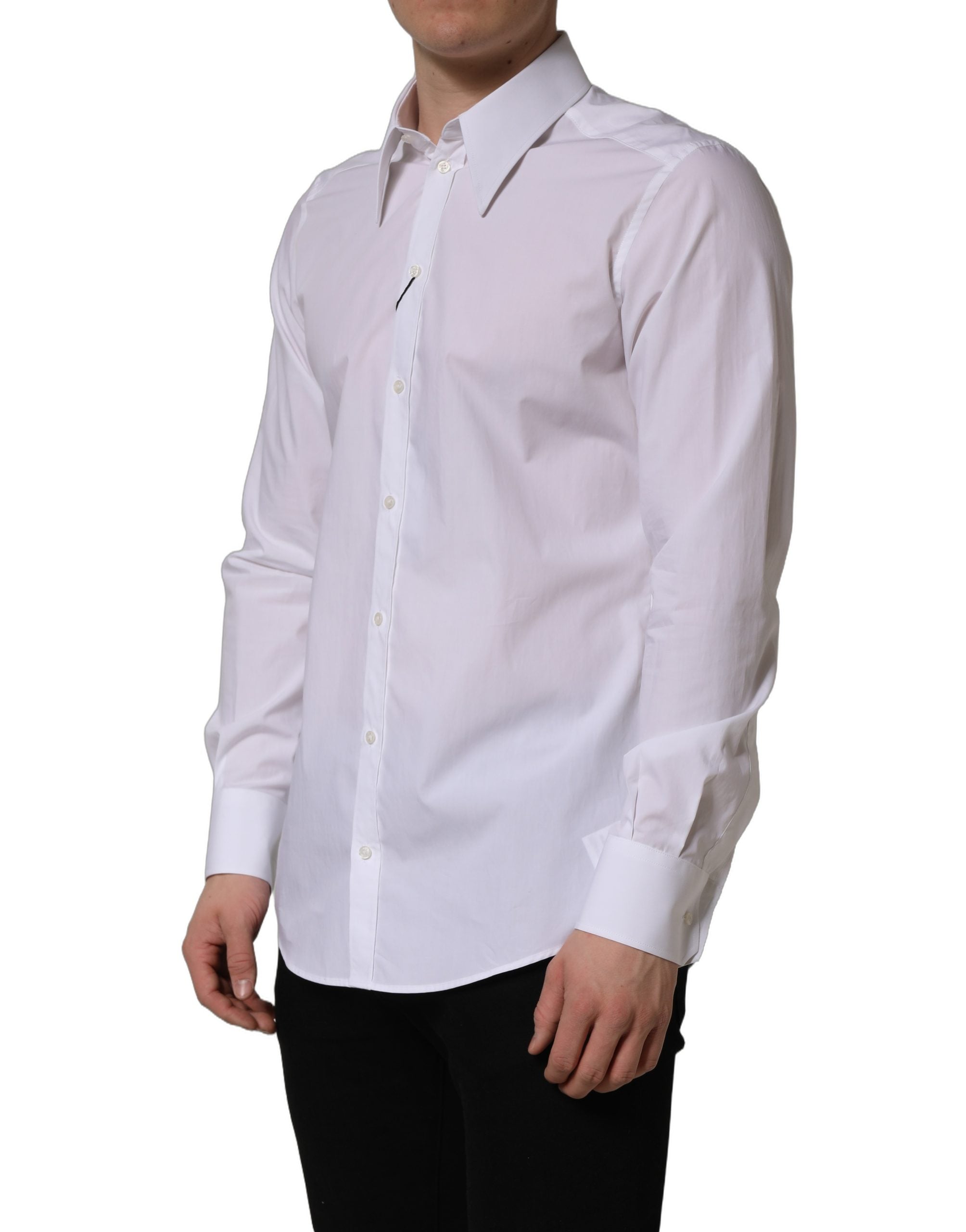 Dolce & Gabbana White MARTINI Long Sleeves Men Dress Men's Shirt (Pre-Owned)