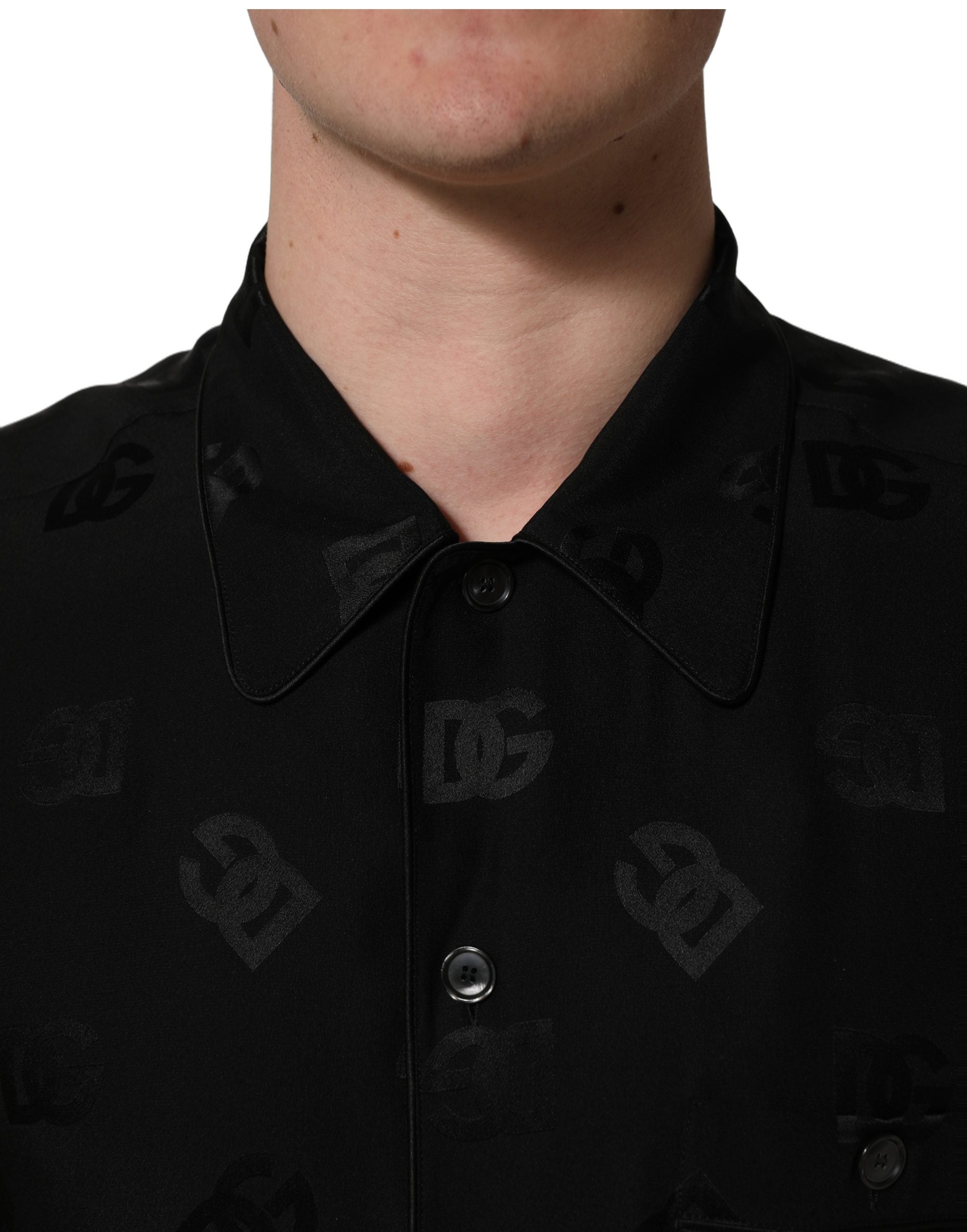 Dolce & Gabbana Black Logo Monogram Short Sleeves Men Men's Shirt