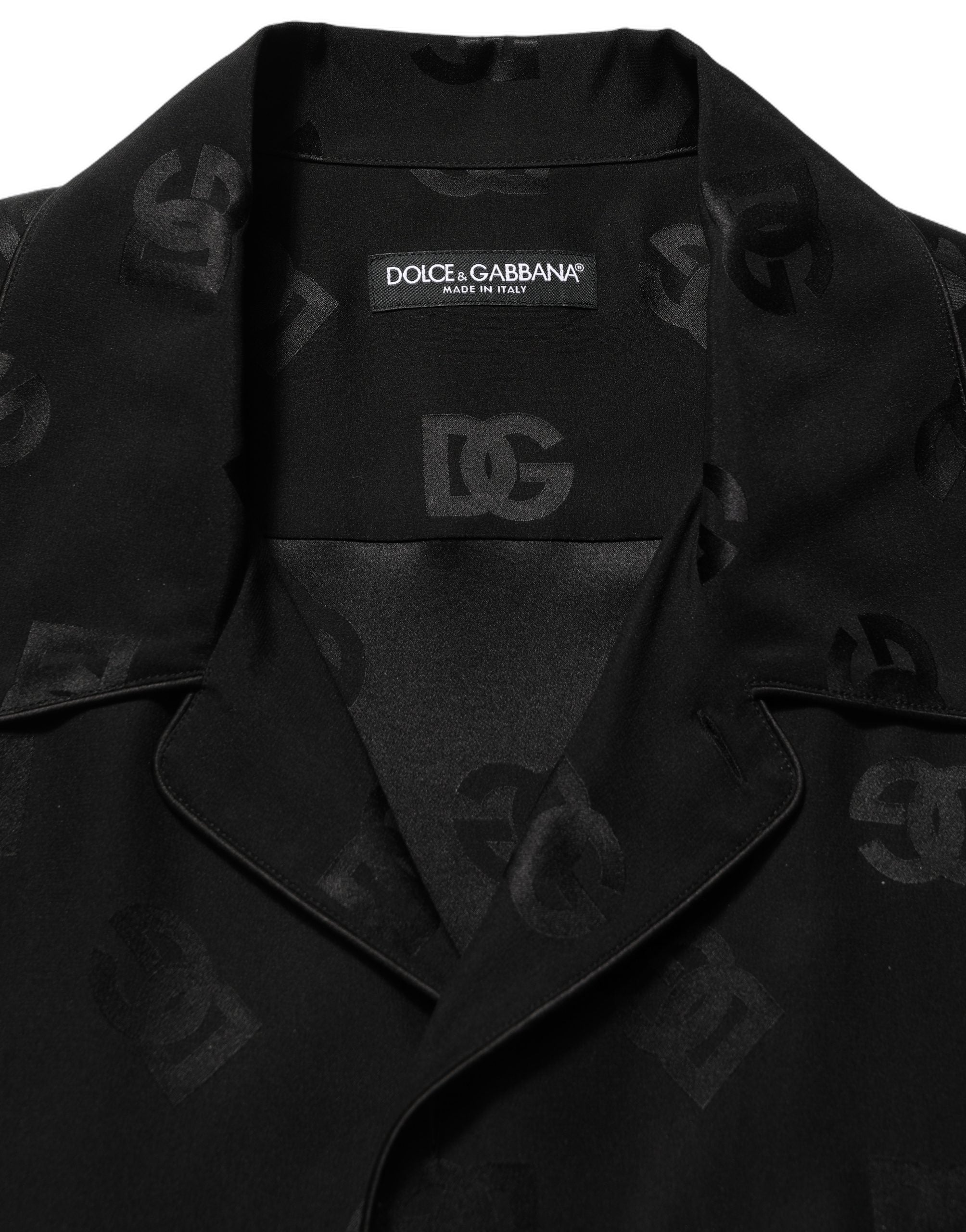 Dolce & Gabbana Black Logo Monogram Short Sleeves Men Men's Shirt
