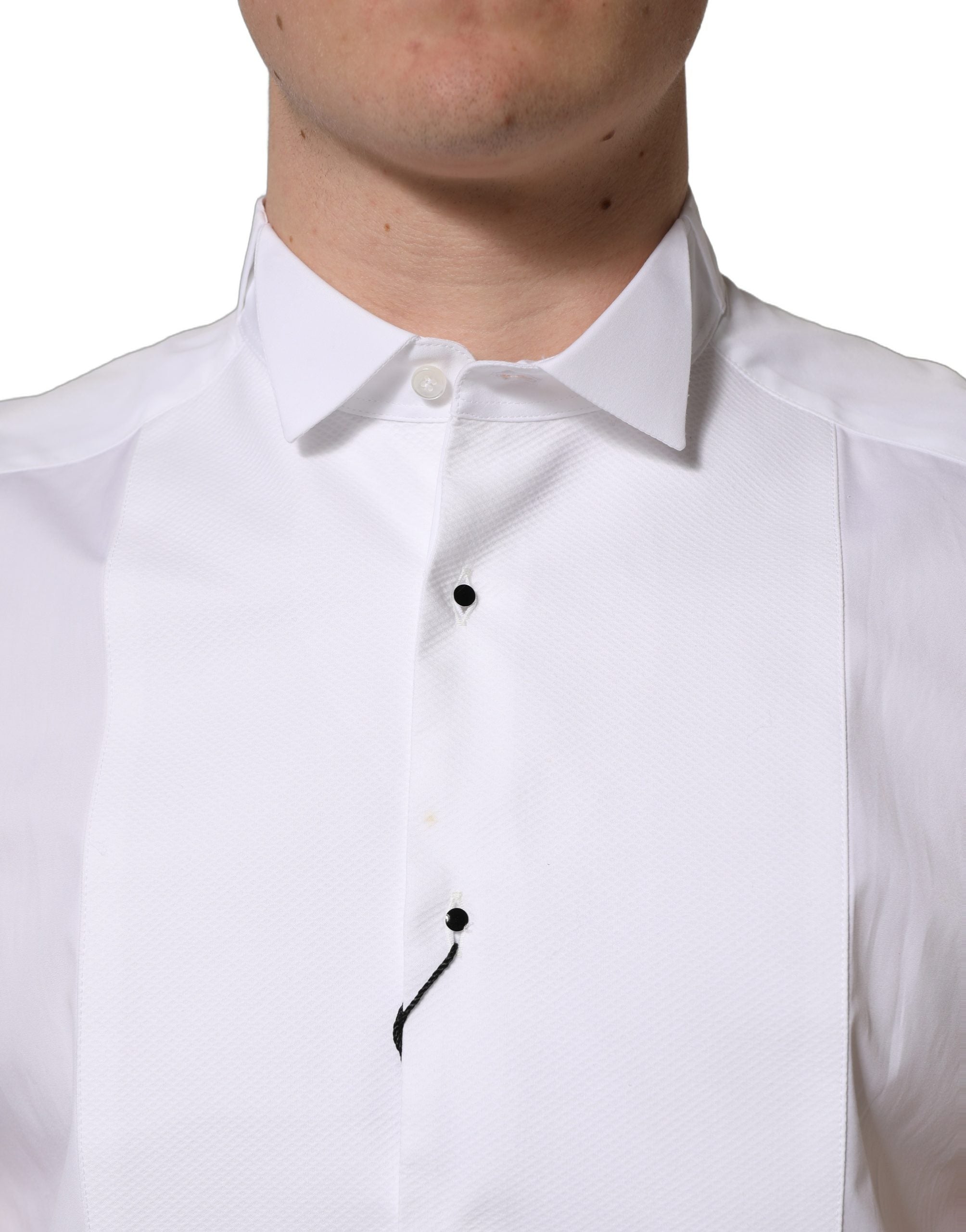 Dolce & Gabbana White Cotton MARTINI Sleeveless Men Dress Men's Shirt (Pre-Owned)