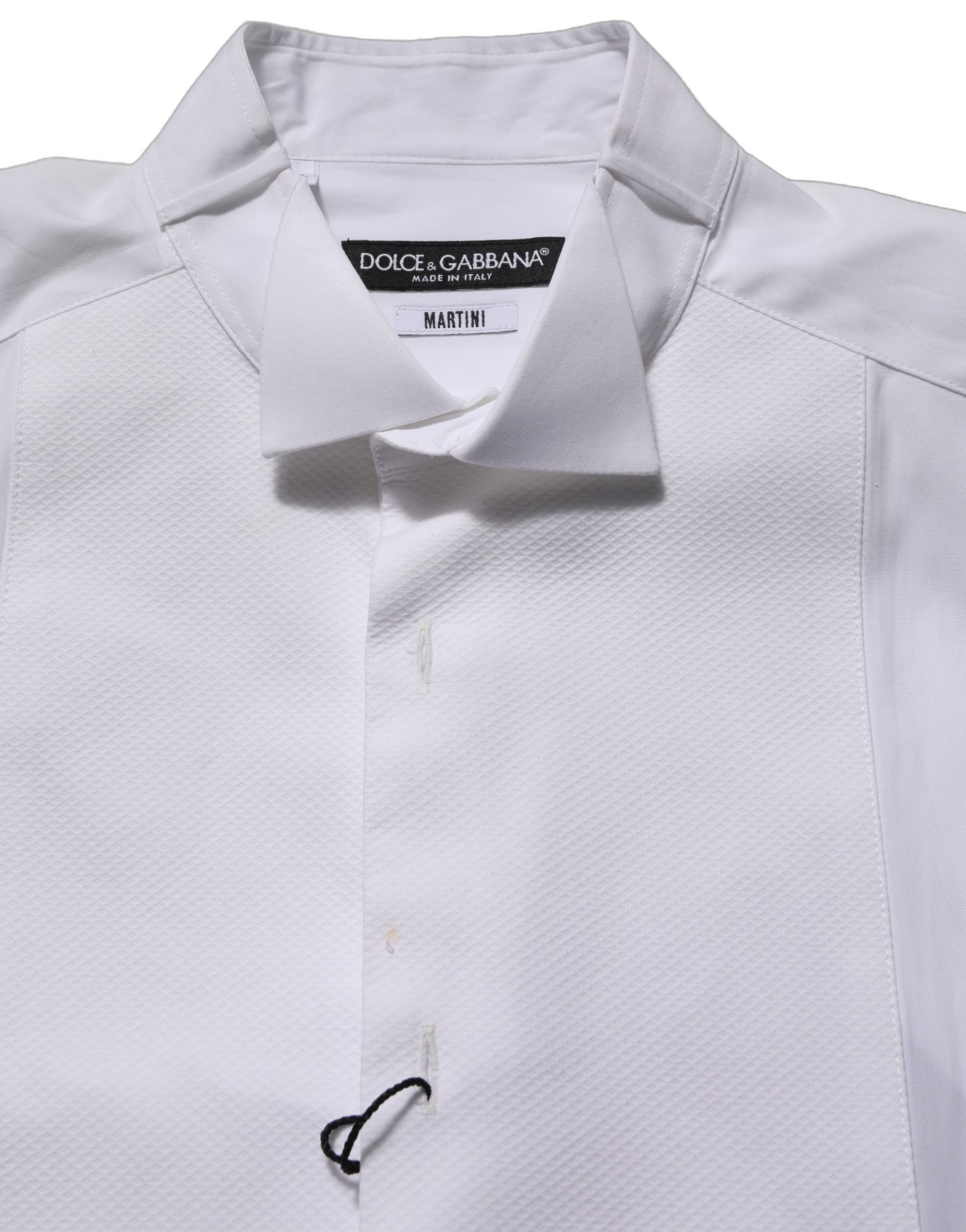 Dolce & Gabbana White Cotton MARTINI Sleeveless Men Dress Men's Shirt (Pre-Owned)