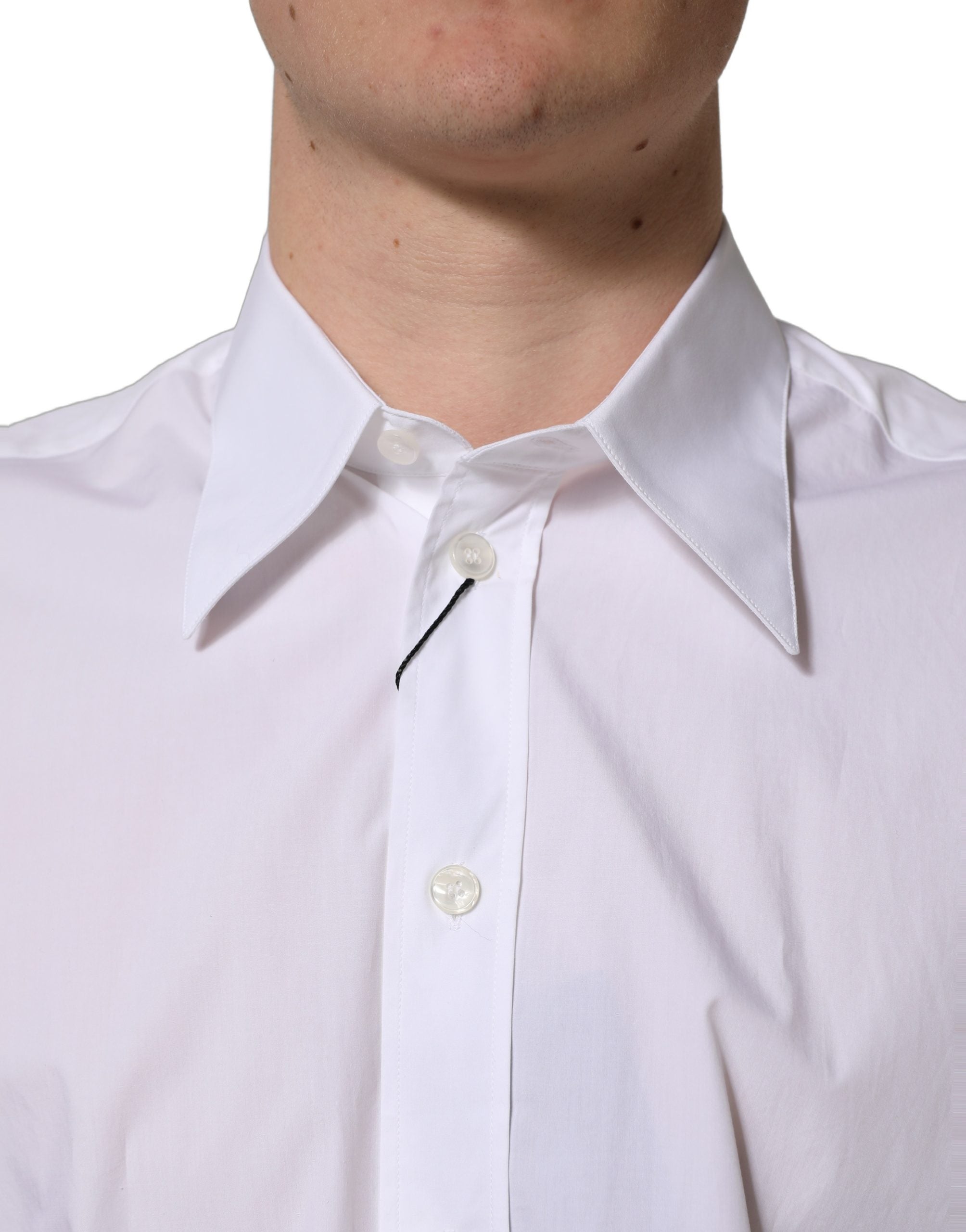 Dolce & Gabbana White Cotton Sleeveless Formal Dress Men's Shirt
