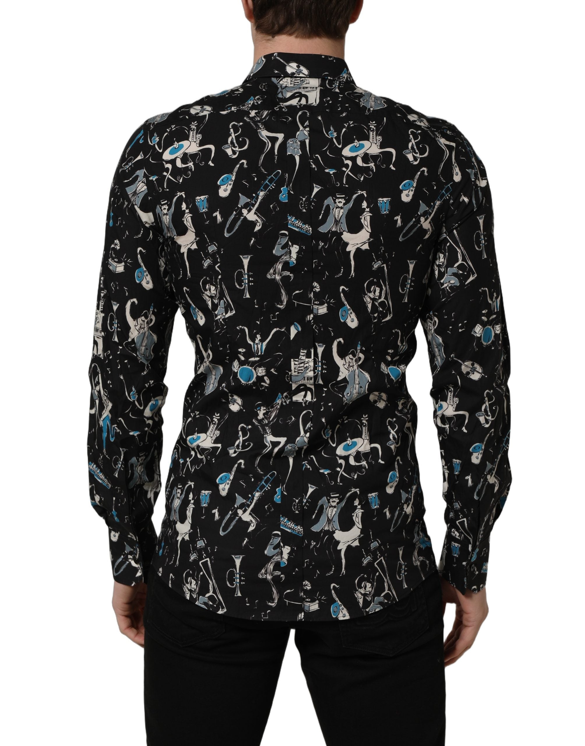 Dolce & Gabbana Black Jazz Club Cotton GOLD Fit Dress Men's Shirt
