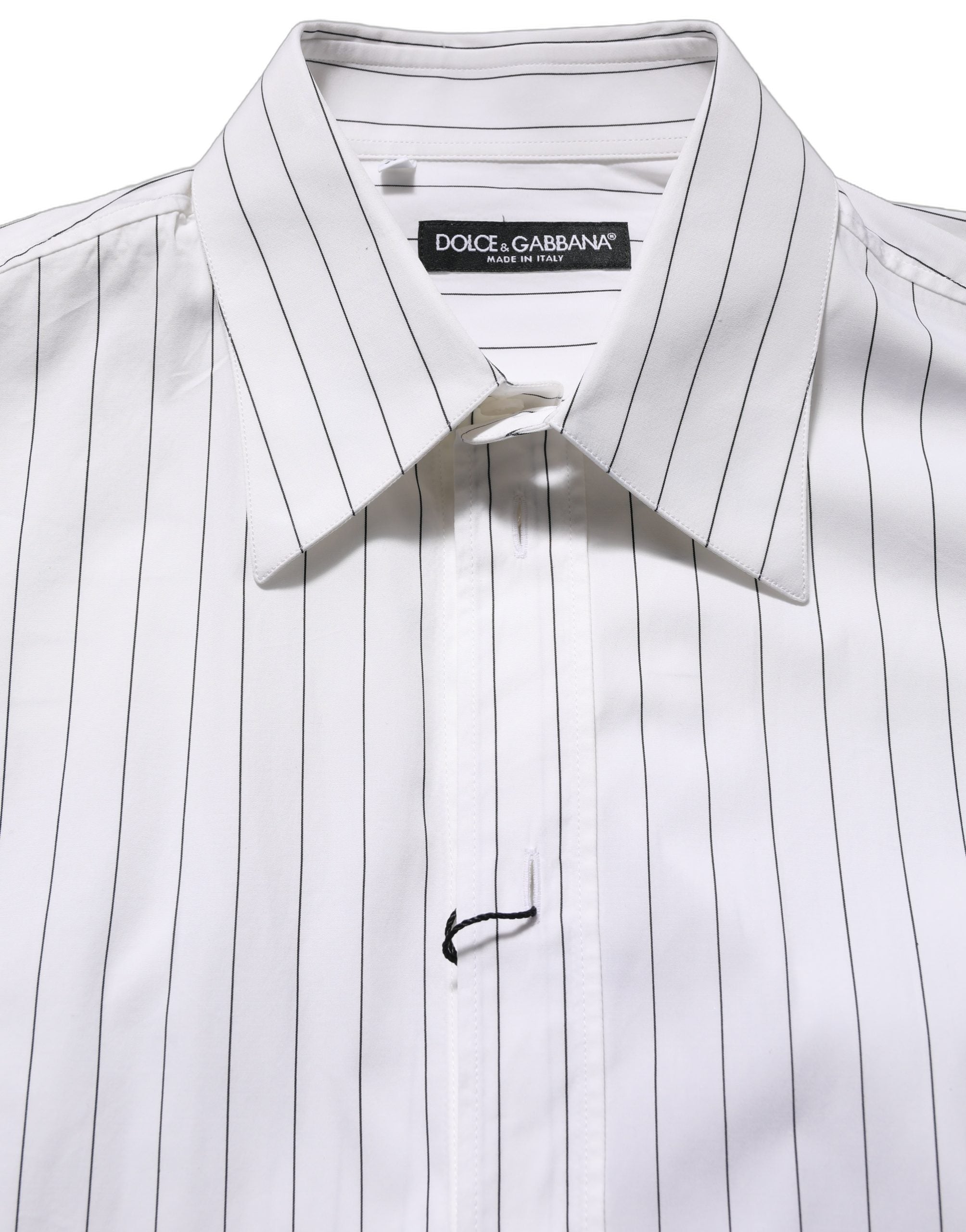 Dolce & Gabbana White Stripes Cotton Men Formal Dress Men's Shirt