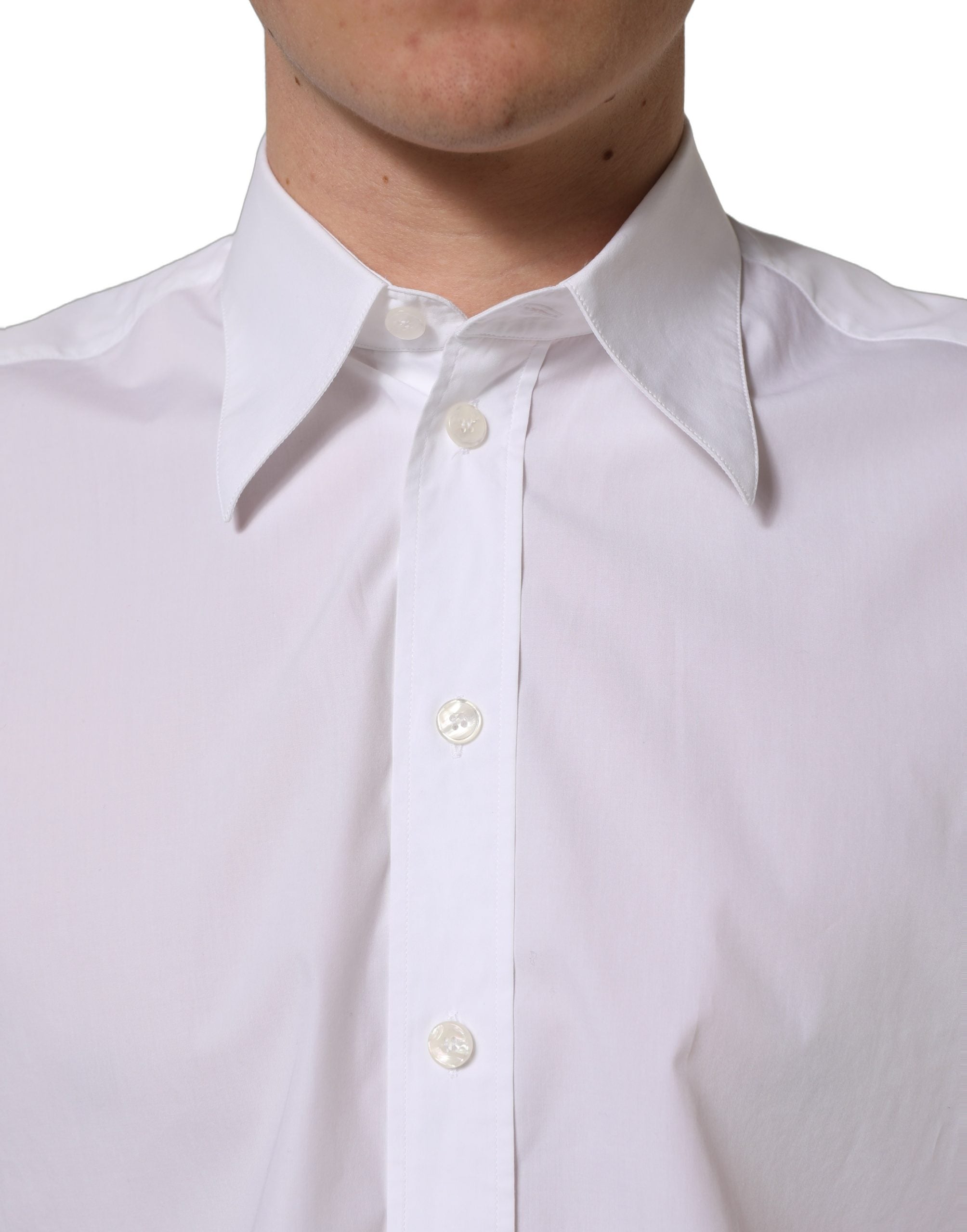 Dolce & Gabbana White Cotton Sleeveless Formal Dress Men's Shirt