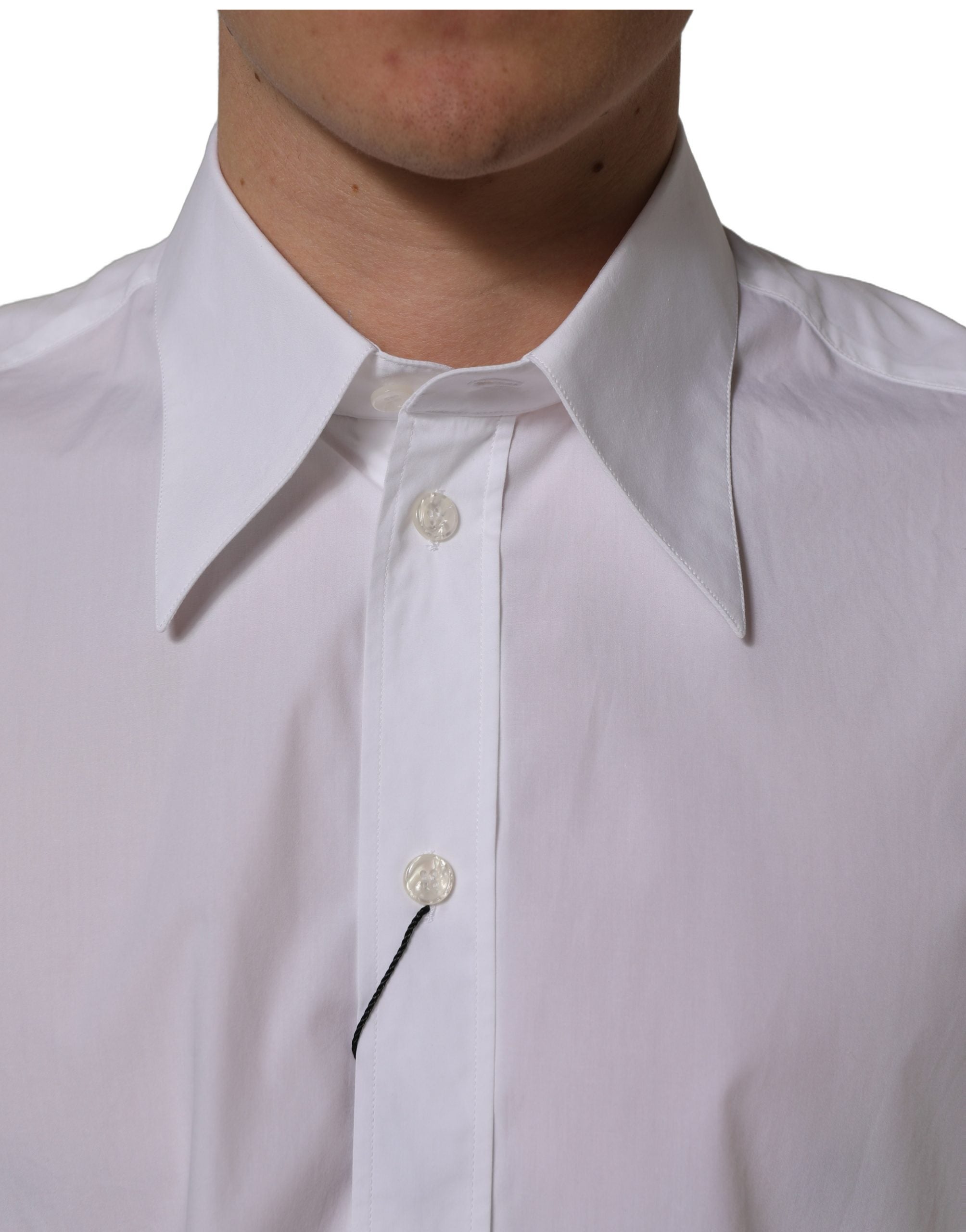 Dolce & Gabbana White Cotton Sleeveless Formal Dress Men's Shirt (Pre-Owned)