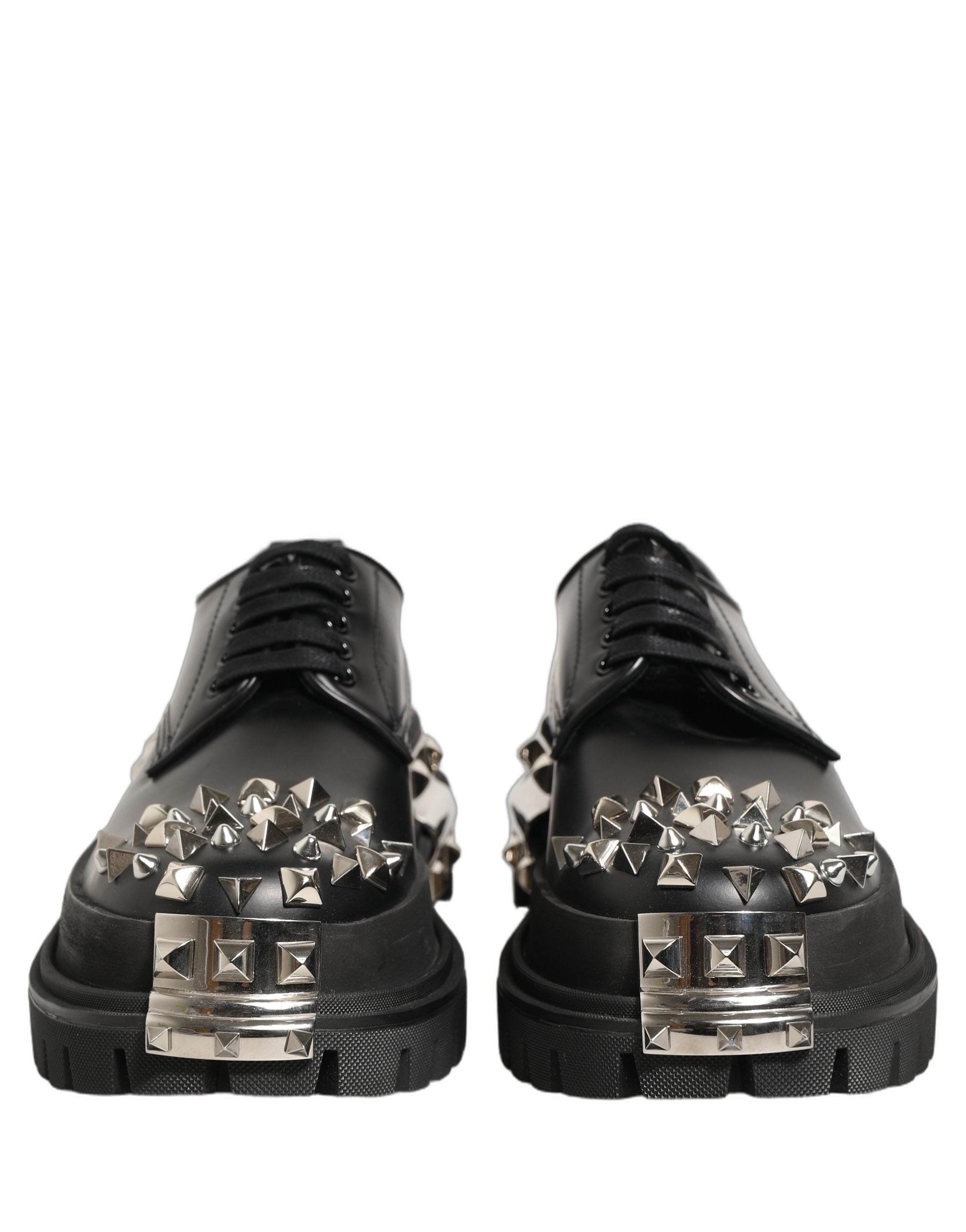 Dolce & Gabbana Black Leather Studded Hi-Trekking Derby Men's Shoes (Pre-Owned)
