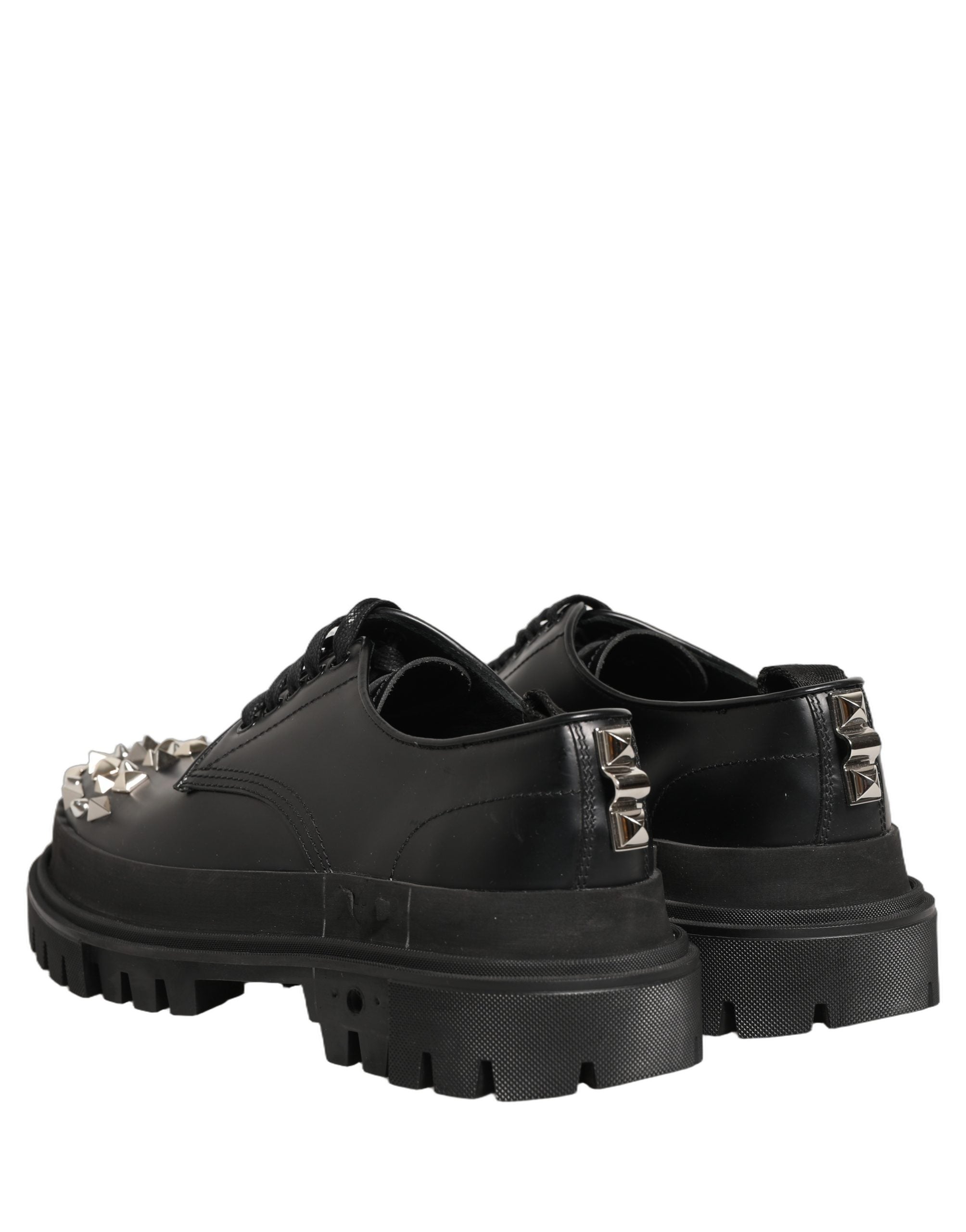 Dolce & Gabbana Black Leather Studded Hi-Trekking Derby Men's Shoes (Pre-Owned)