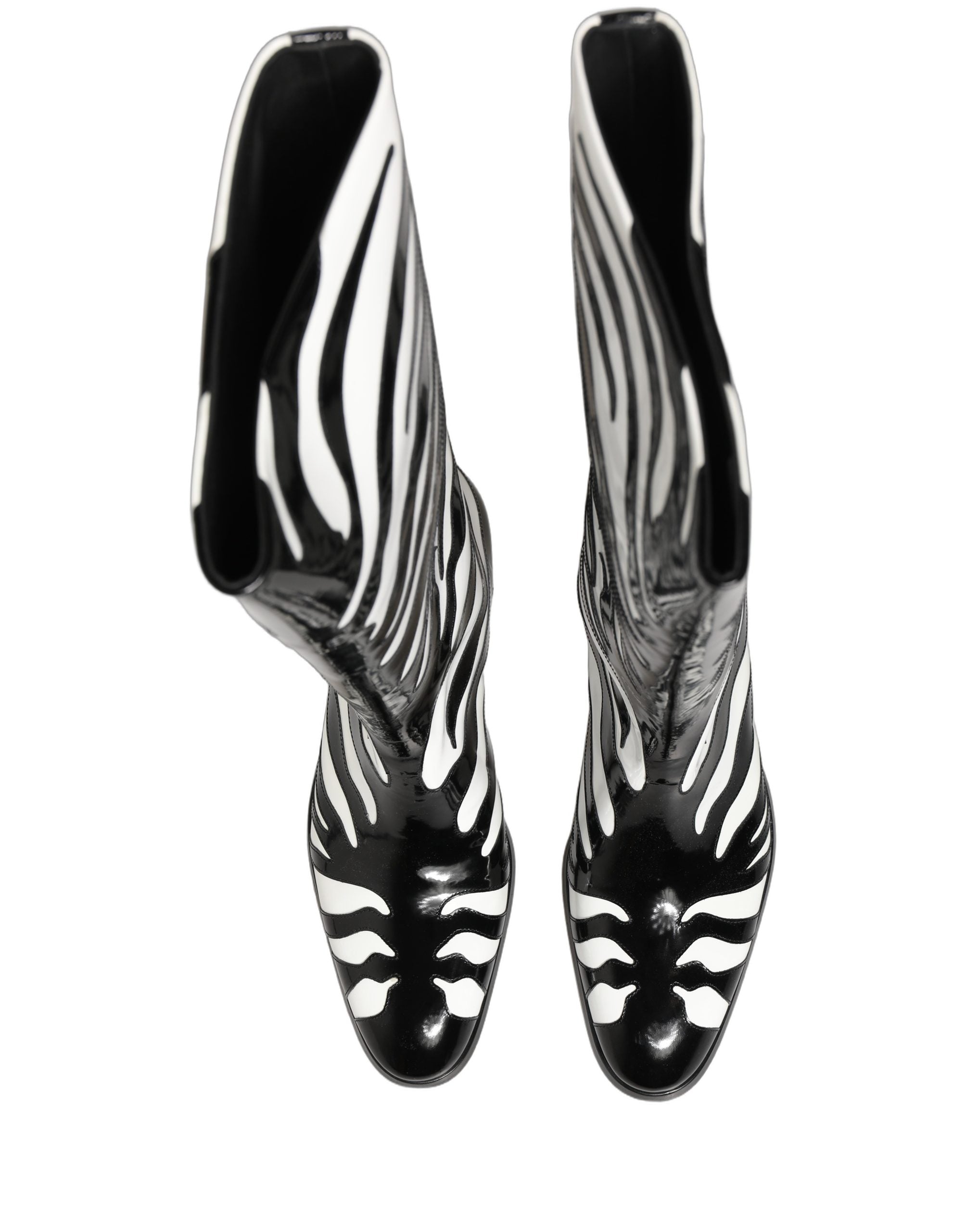 Dolce & Gabbana Black White Zebra Knee High Men Boots Men's Shoes