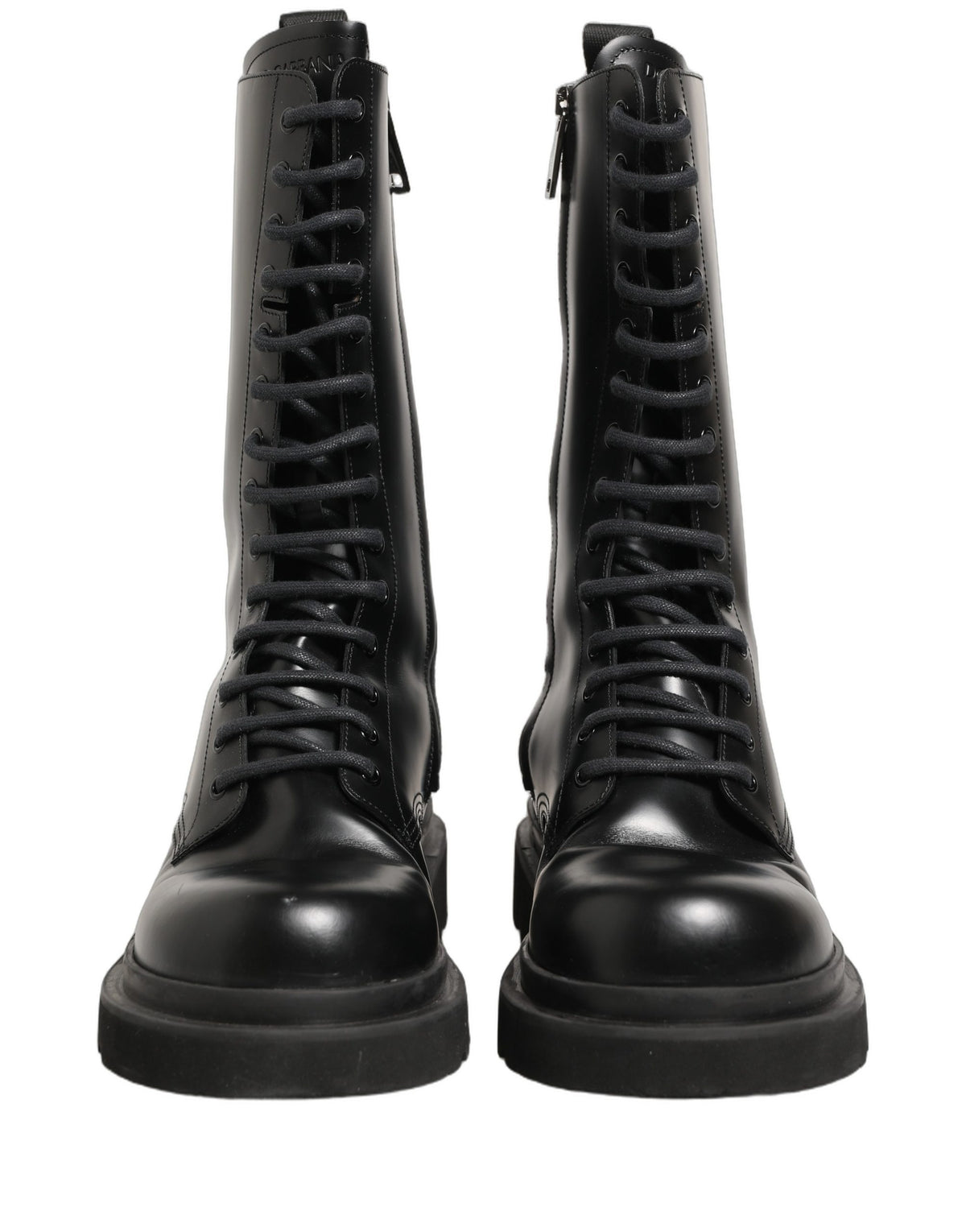 Dolce & Gabbana Black Leather Lace Up Men Combat Boots Men's Shoes
