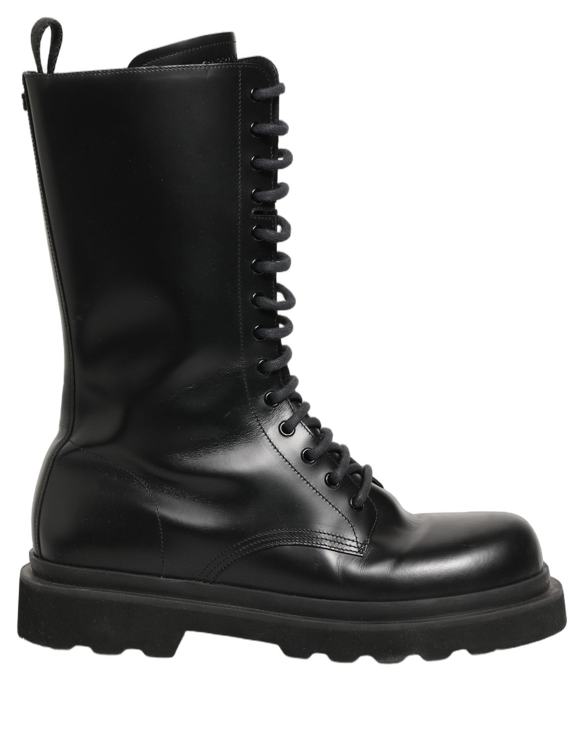 Dolce & Gabbana Black Leather Lace Up Men Combat Boots Men's Shoes