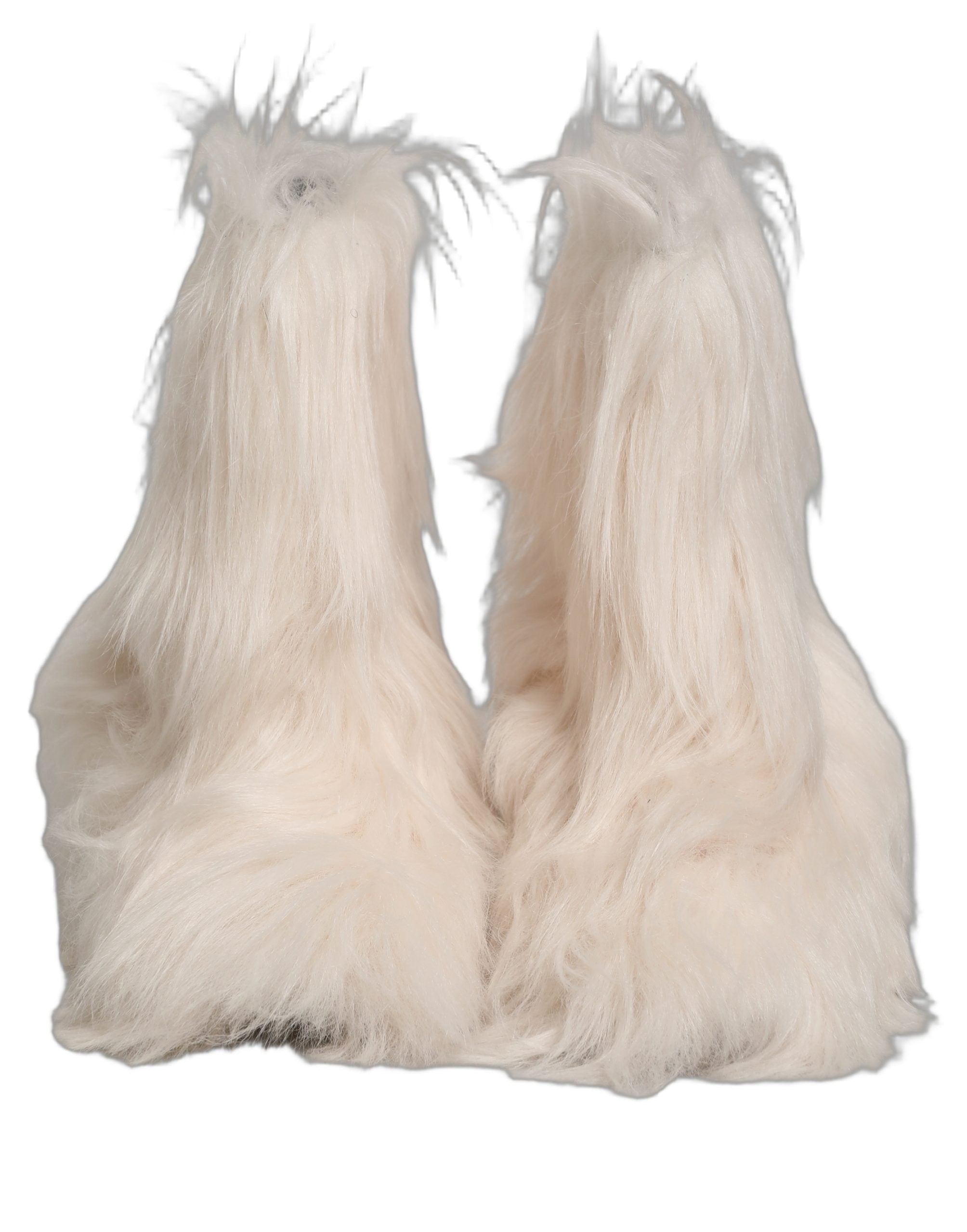 Dolce & Gabbana White Faux Fur Mid Calf Men Boots Men's Shoes