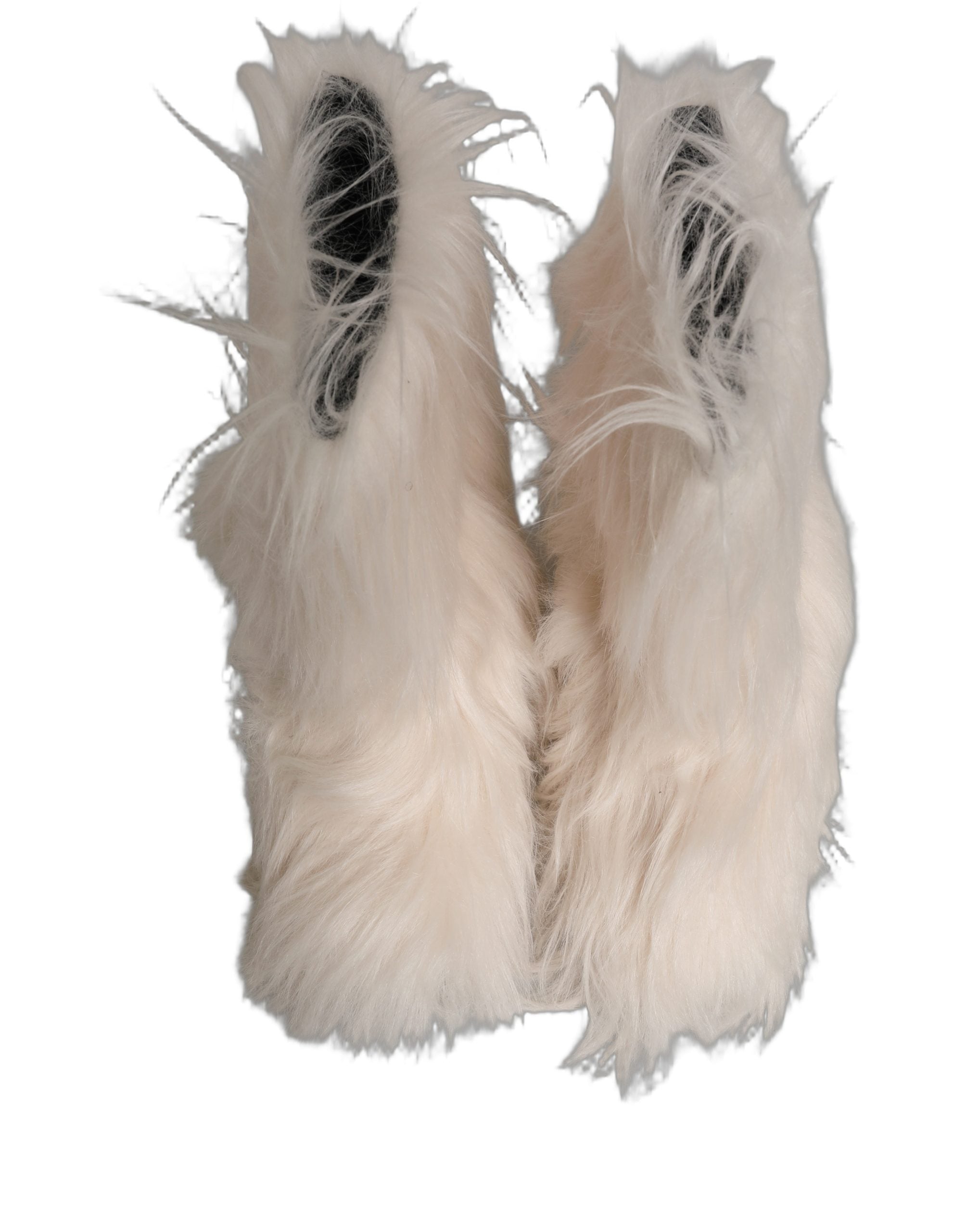 Dolce & Gabbana White Faux Fur Mid Calf Men Boots Men's Shoes