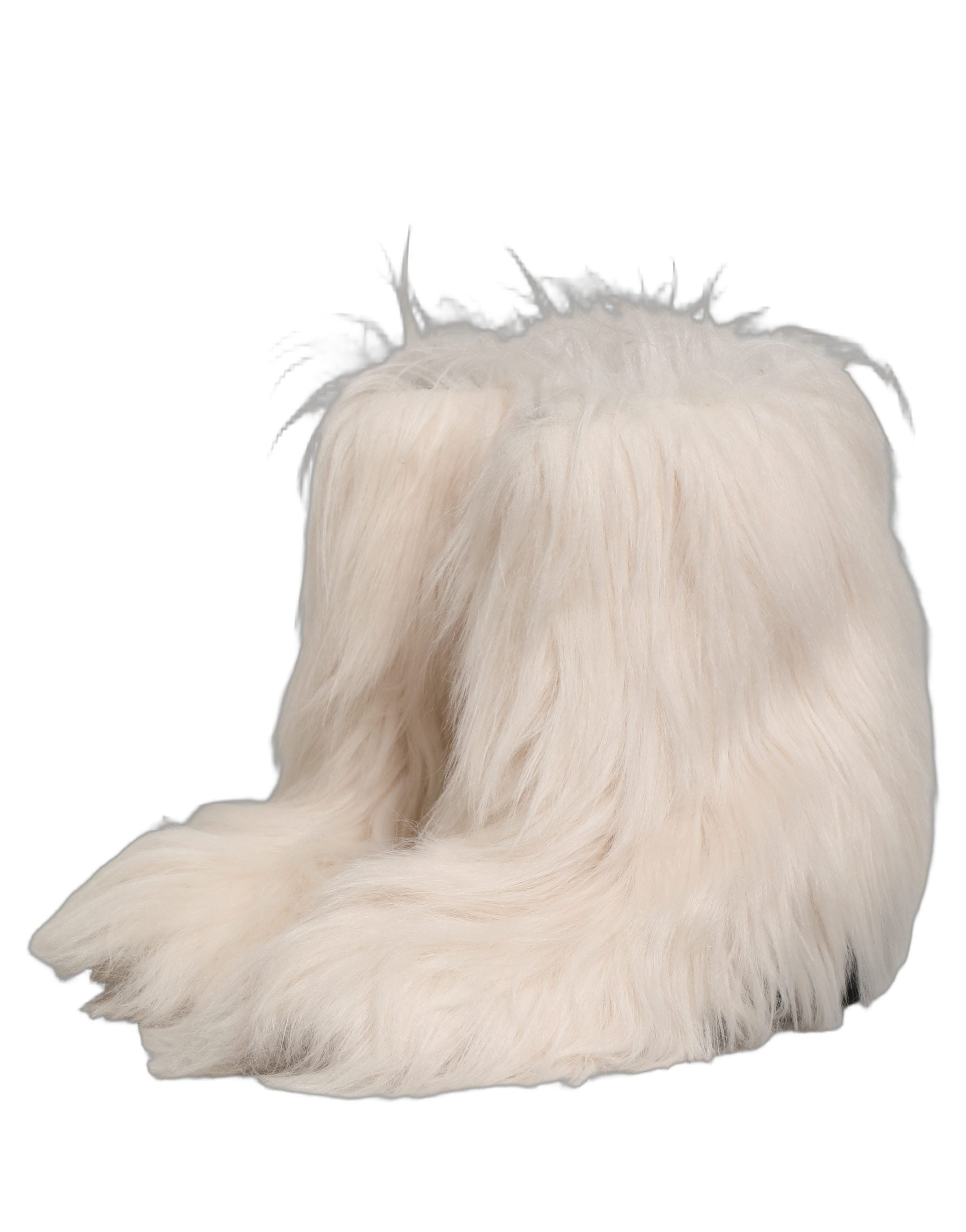 Dolce & Gabbana White Faux Fur Mid Calf Men Boots Men's Shoes