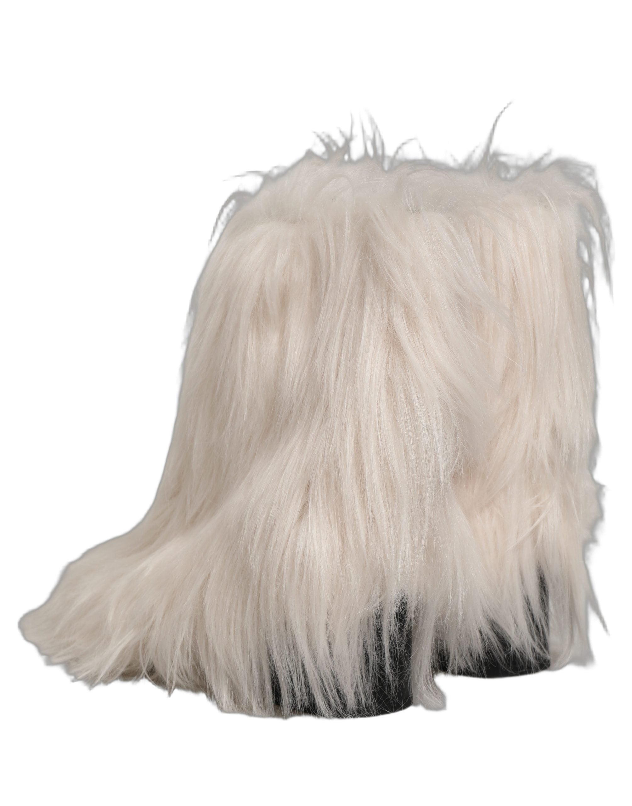 Dolce & Gabbana White Faux Fur Mid Calf Men Boots Men's Shoes