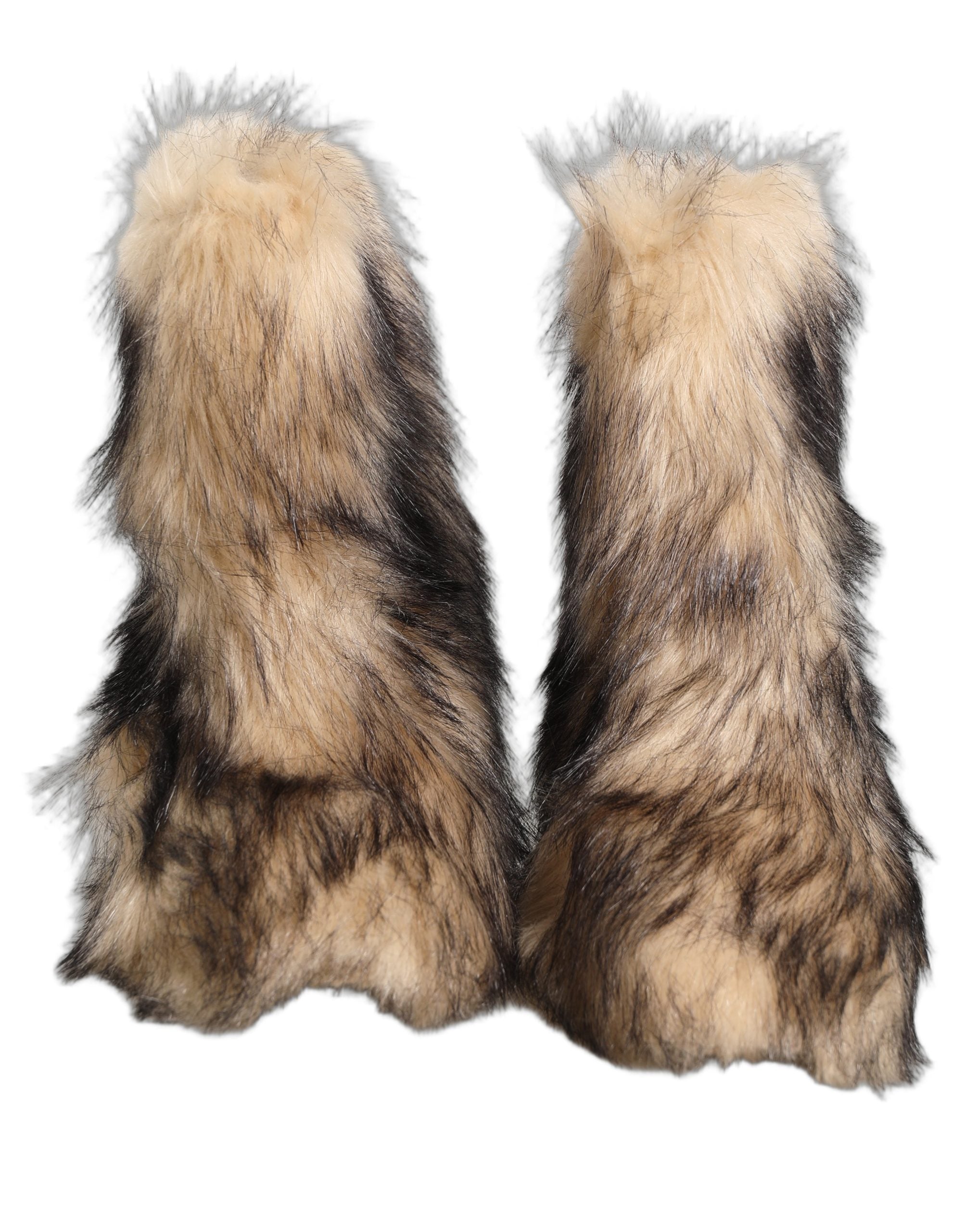 Dolce & Gabbana Brown Faux Fur Mid Calf Men Boots Men's Shoes