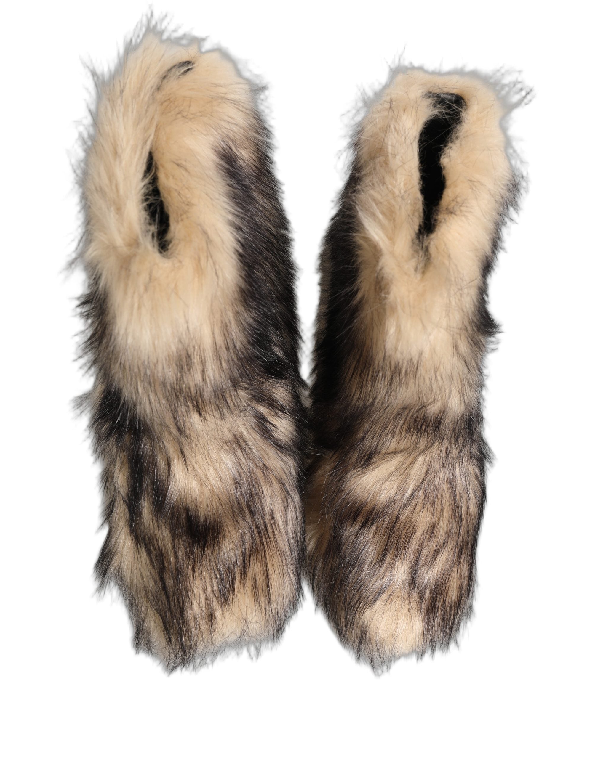 Dolce & Gabbana Brown Faux Fur Mid Calf Men Boots Men's Shoes