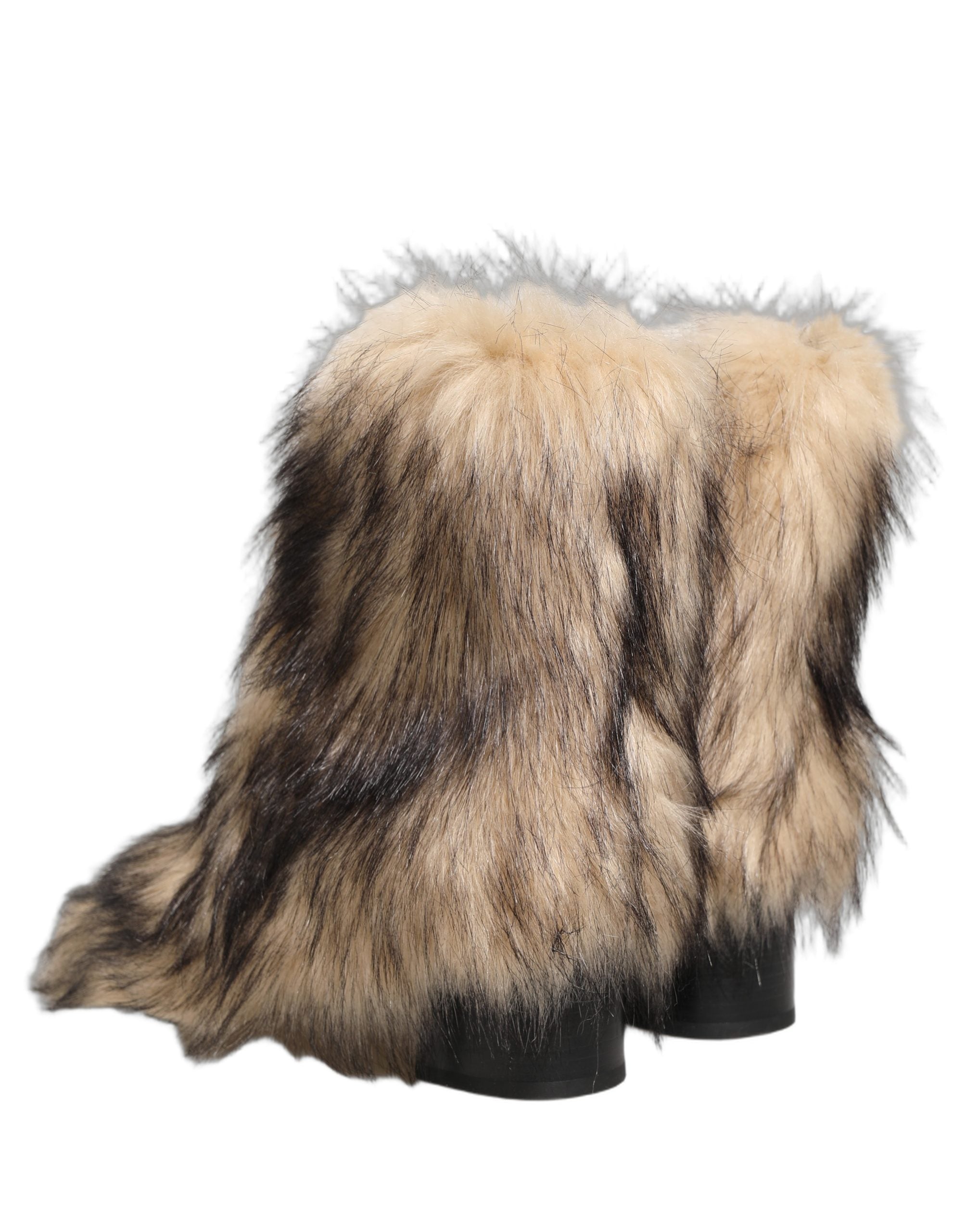 Dolce & Gabbana Brown Faux Fur Mid Calf Men Boots Men's Shoes