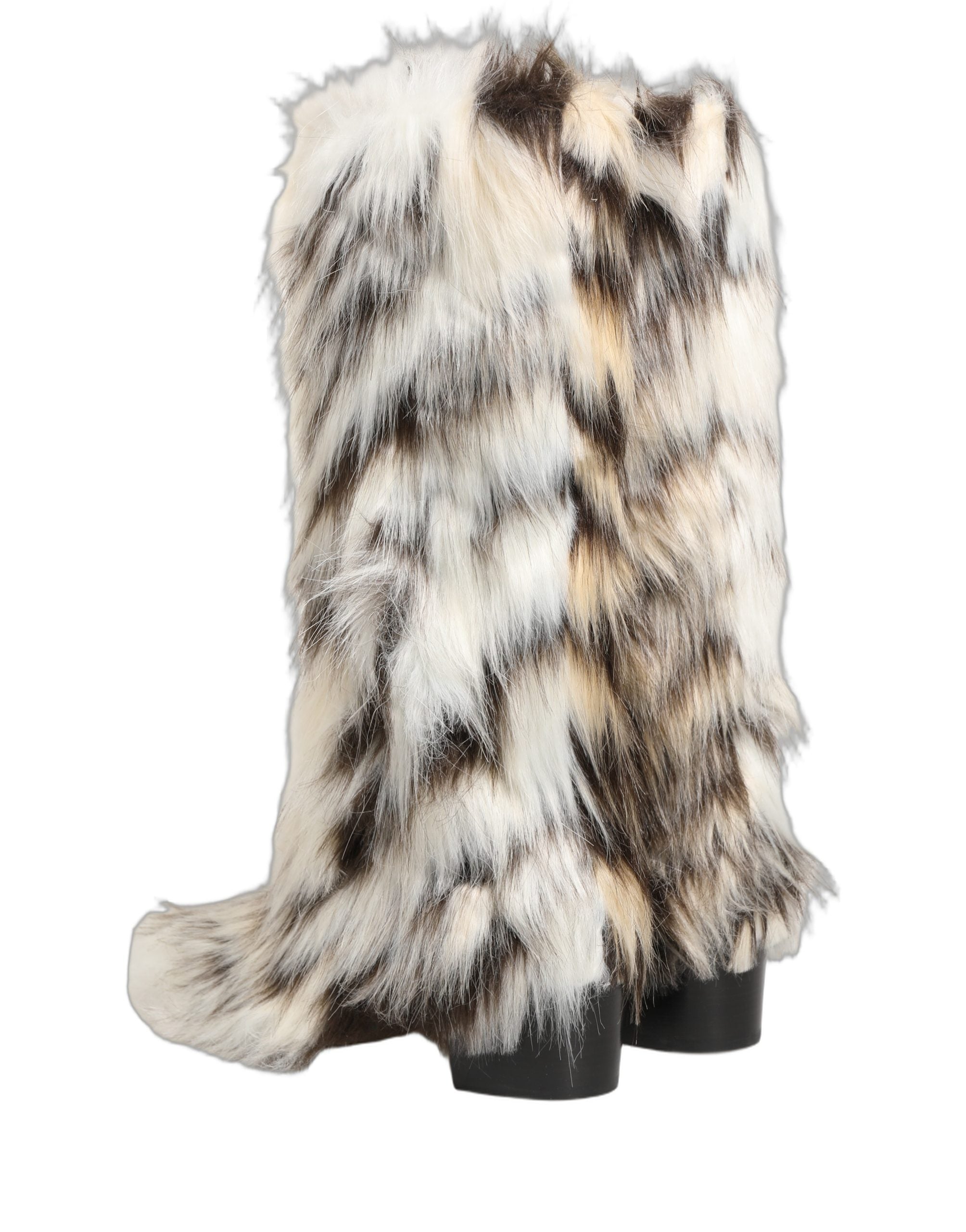 Dolce & Gabbana Multicolor Knee High Faux Fur Boots Men's Shoes
