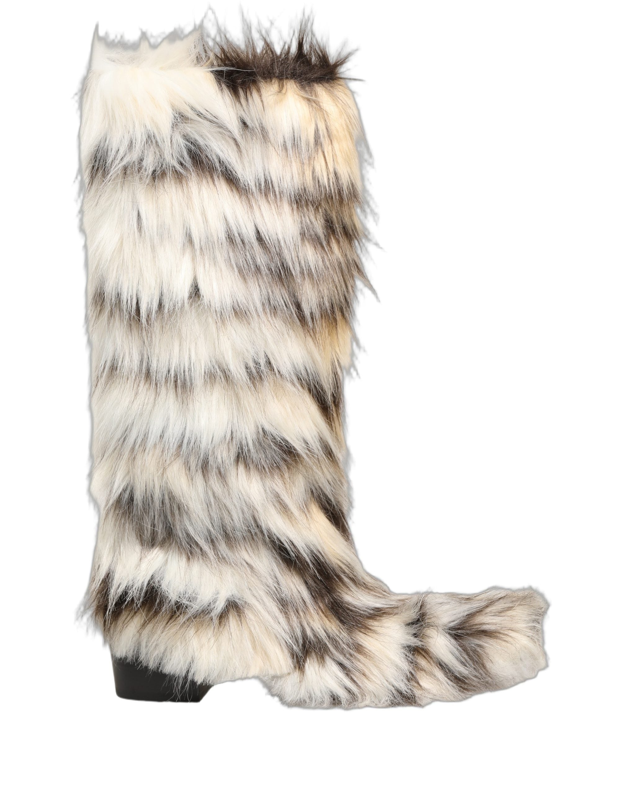 Dolce & Gabbana Multicolor Knee High Faux Fur Boots Men's Shoes