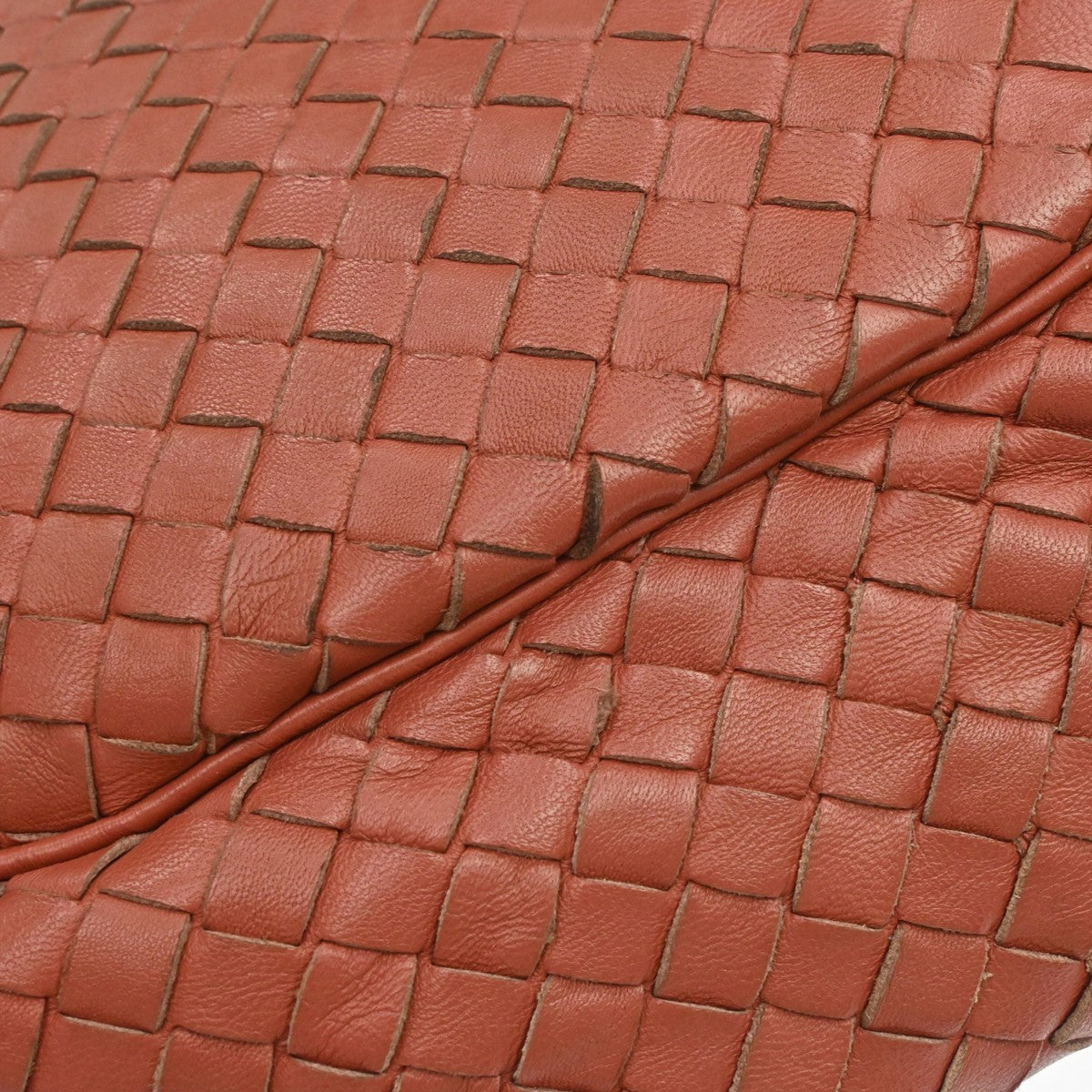 Bottega Veneta Intrecciato Shoulder Leather Red Leather Shoulder Bag Bag (Pre-Owned)